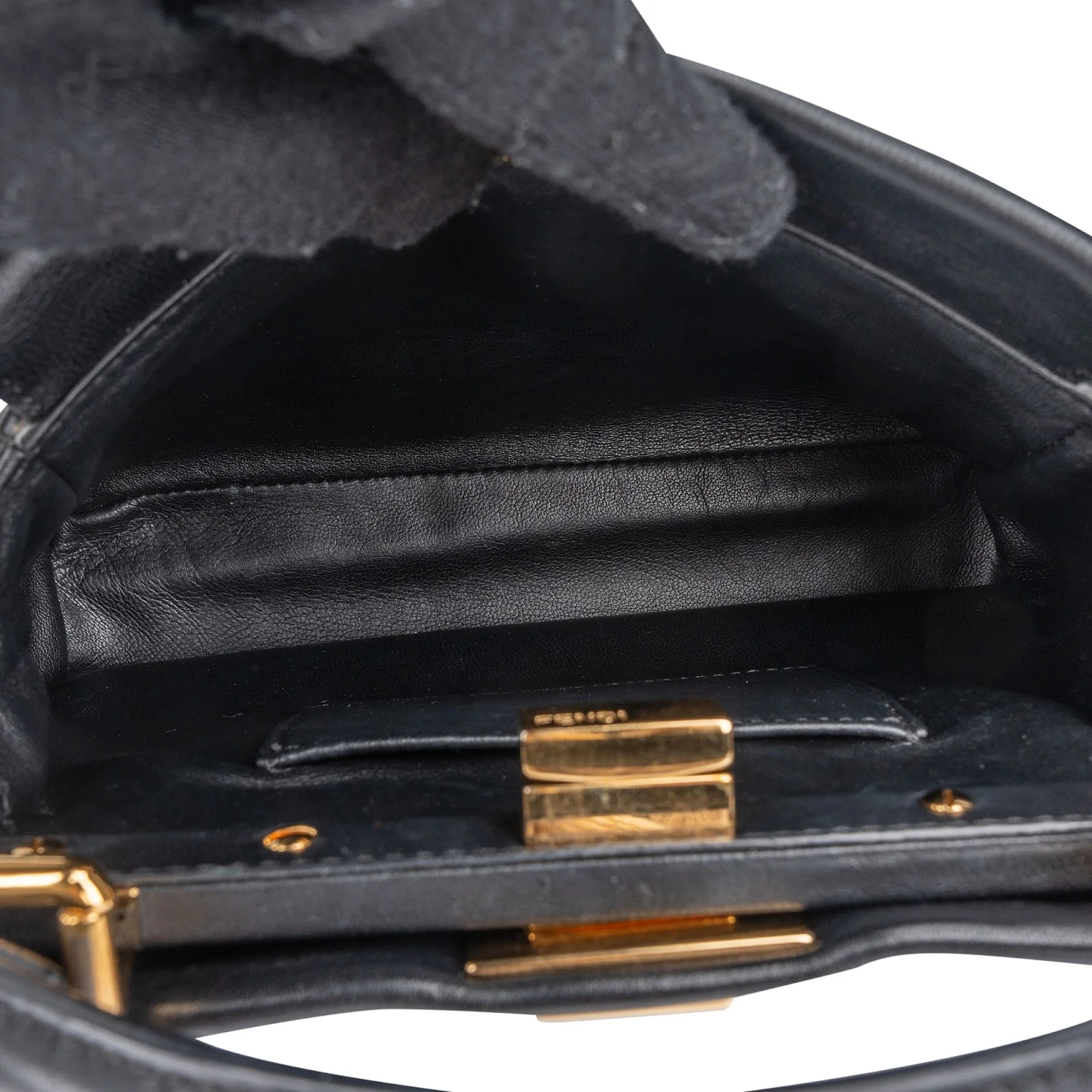 Fendi Black Leather Mini Peekaboo Handbag