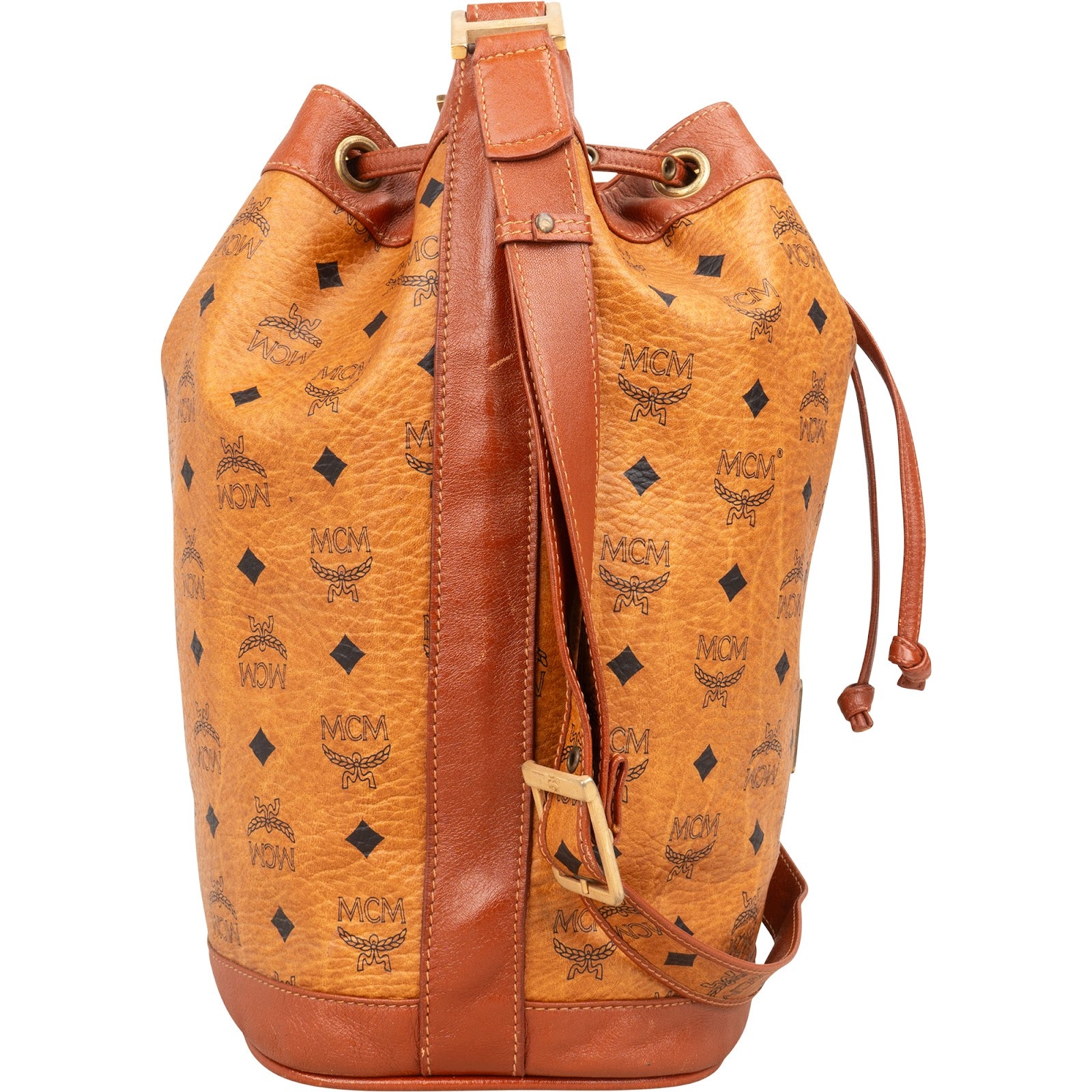Sac à bandoulière type « bucket » MCM à cordon de serrage, motif Monogram Visetos