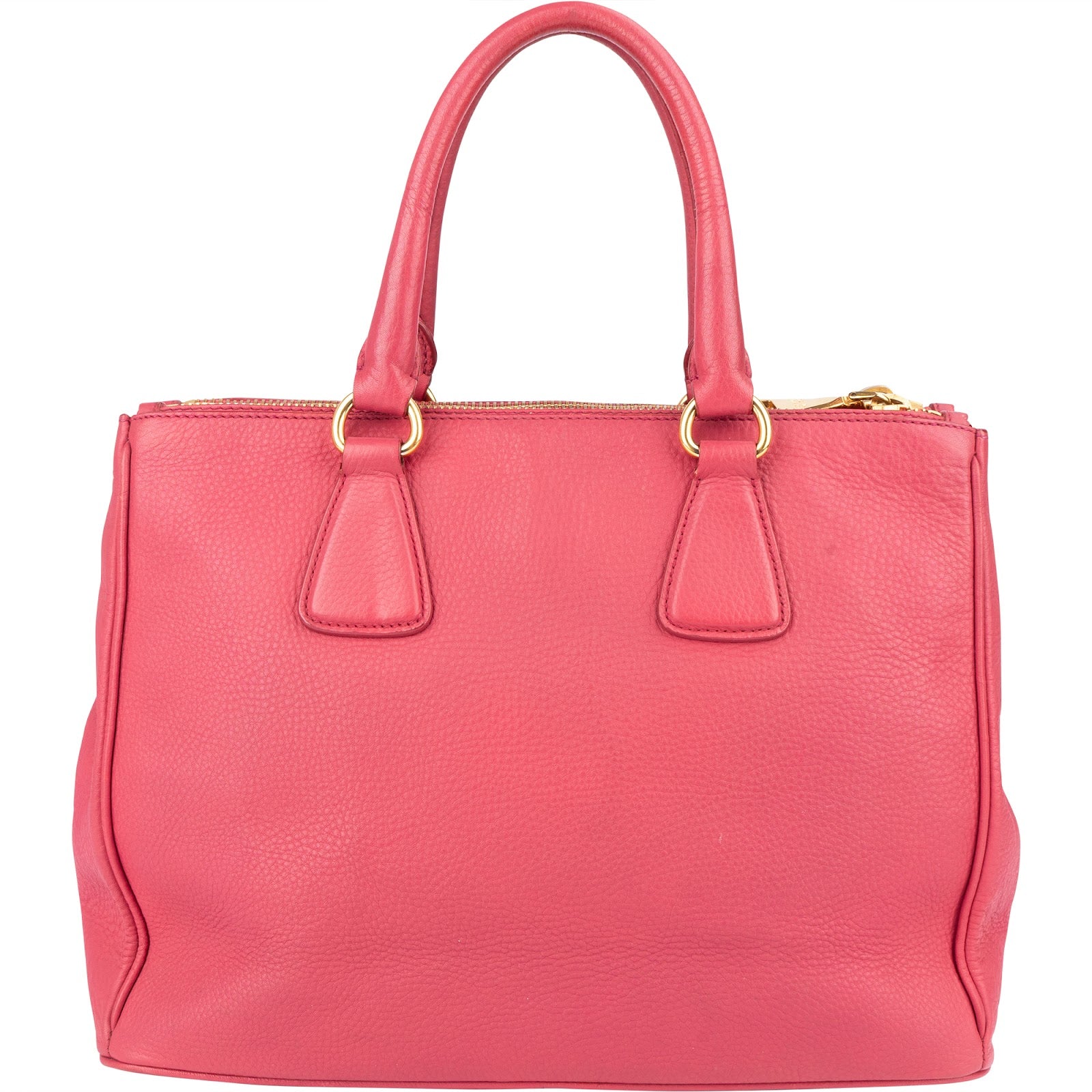 Prada Pink Leather Galleria Double Zip Tote Handbag
