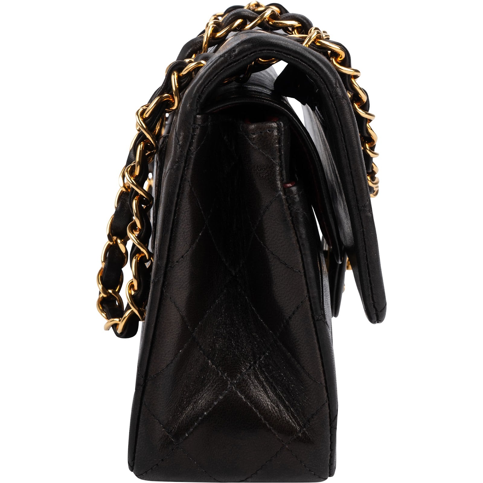 Chanel Quilted Lambskin 24K Gold Small Double Flap Shoulder Bag