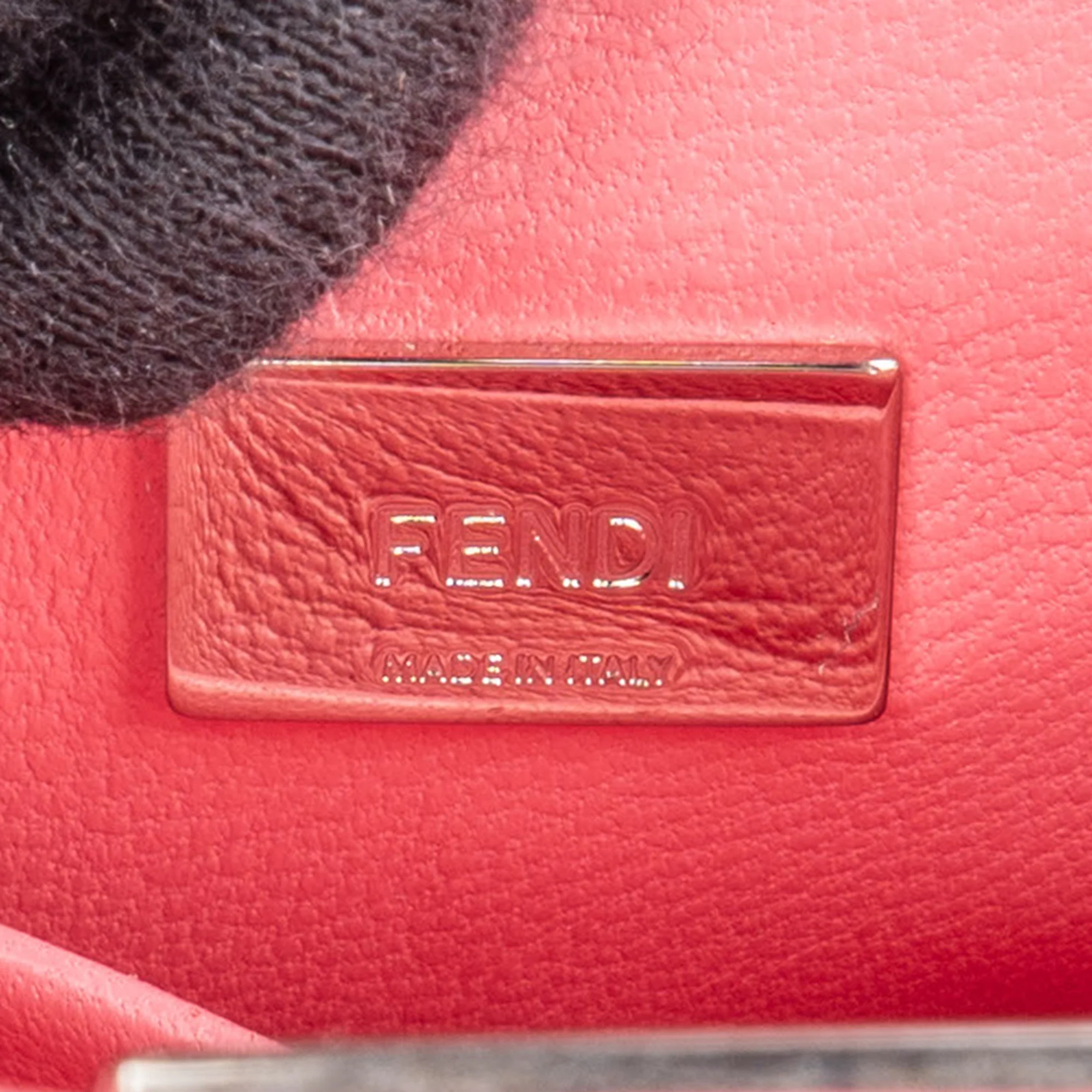 Fendi Pink Leather Crystal Micro Peekaboo Handbag