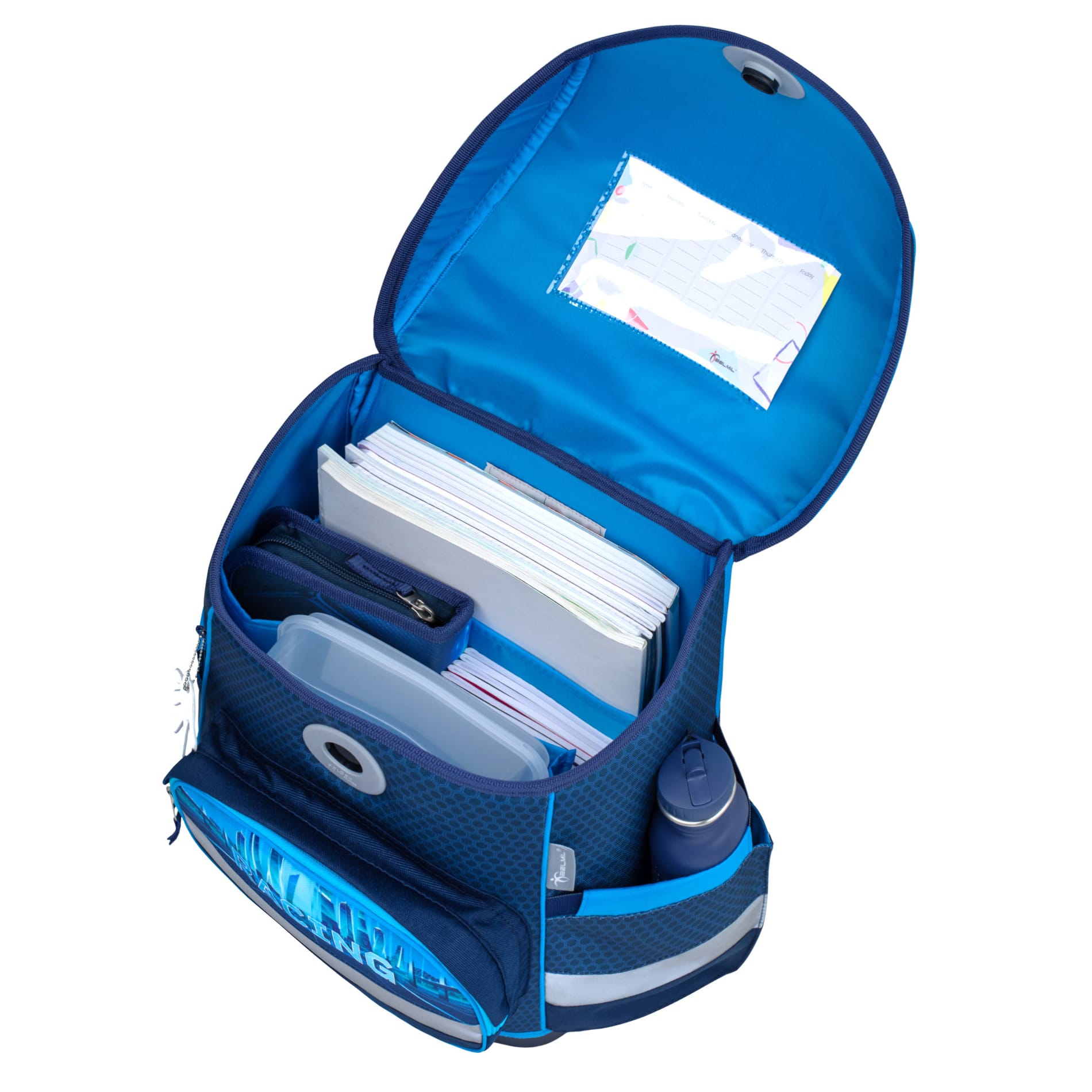 Compact ergonomisches Schulranzen-Set 4-teilig - Racing Blue Neon