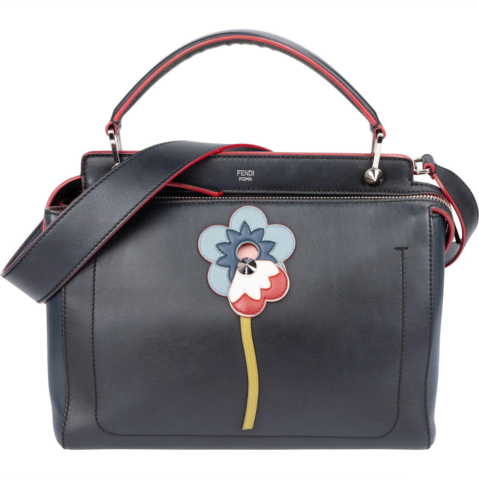 Fendi Bicolor Leather Flowerland 2 in 1 Dotcom Handbag