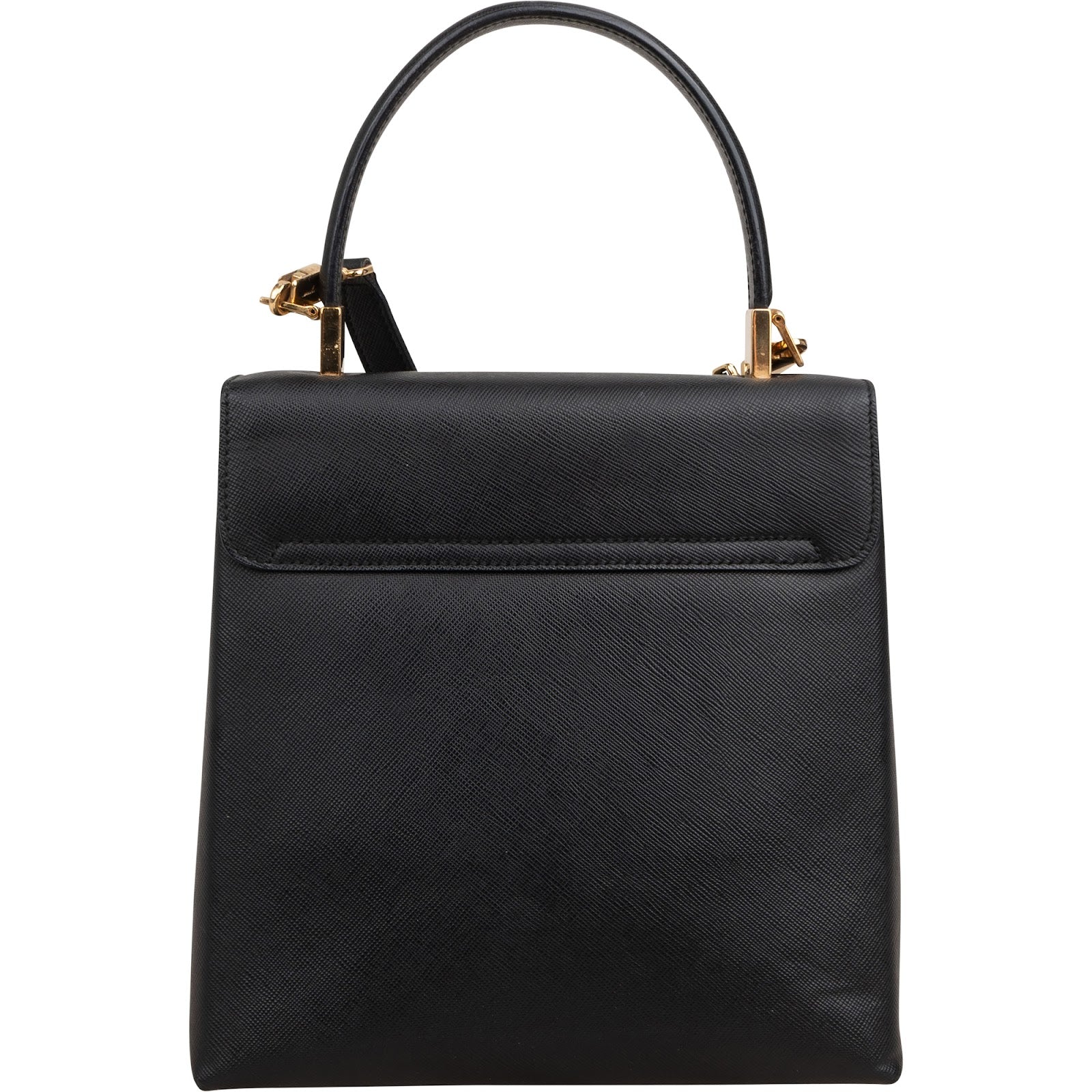 Salvatore Ferragamo Black Saffiano Leather Gancini Handbag
