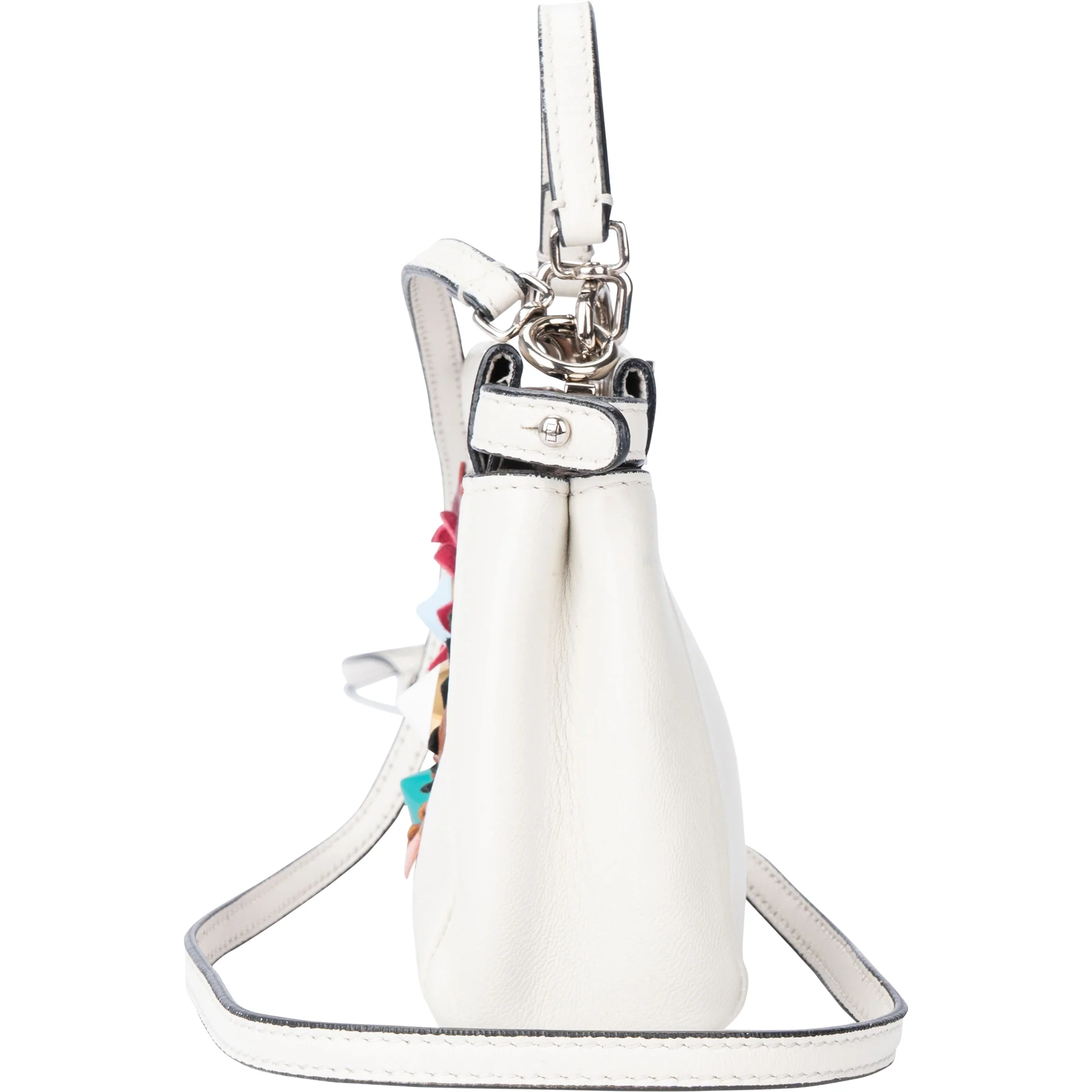 Fendi White Leather Micro Peekaboo Handbag