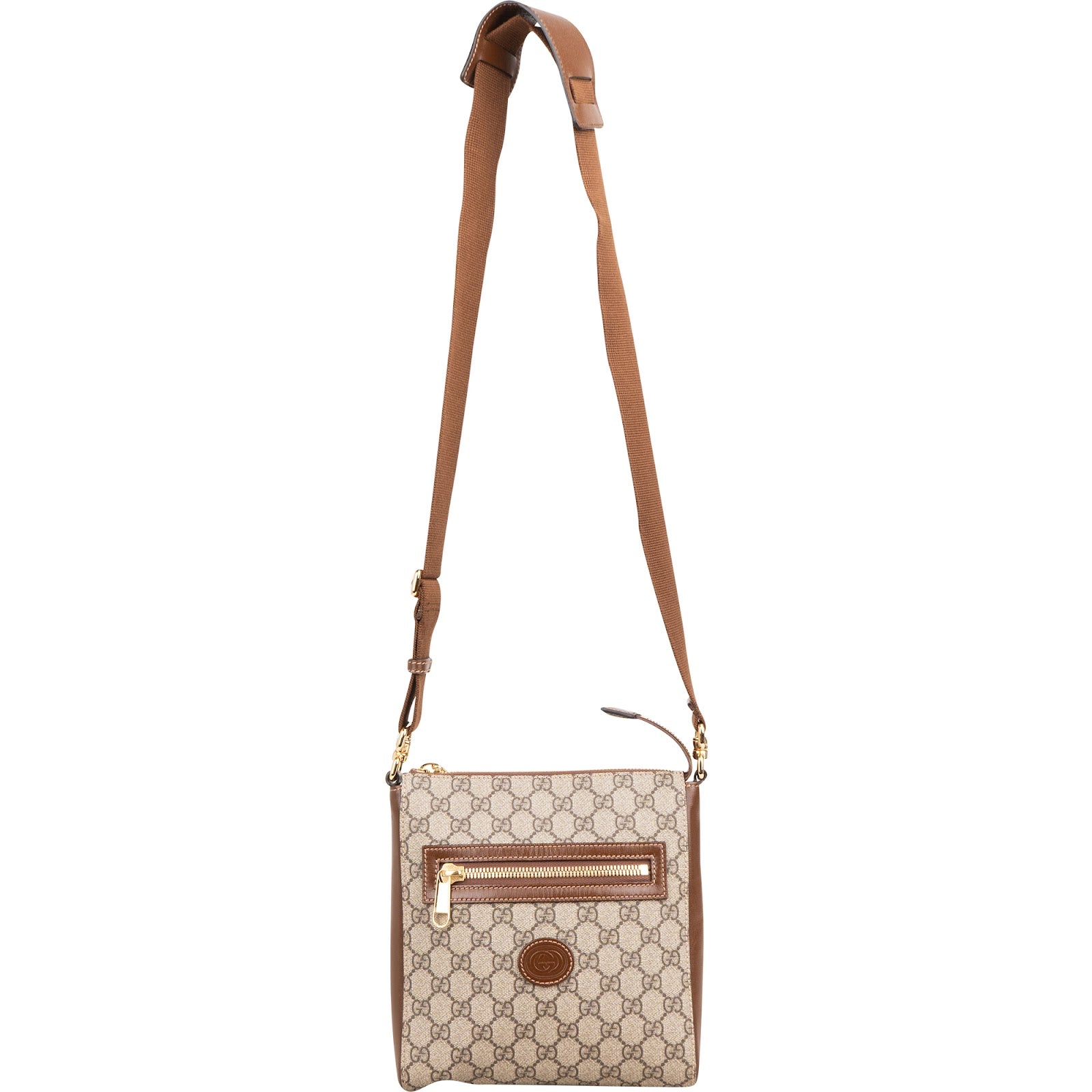 GUCCI Monogram GG Supreme Interlocking G Messenger Crossbody Bag