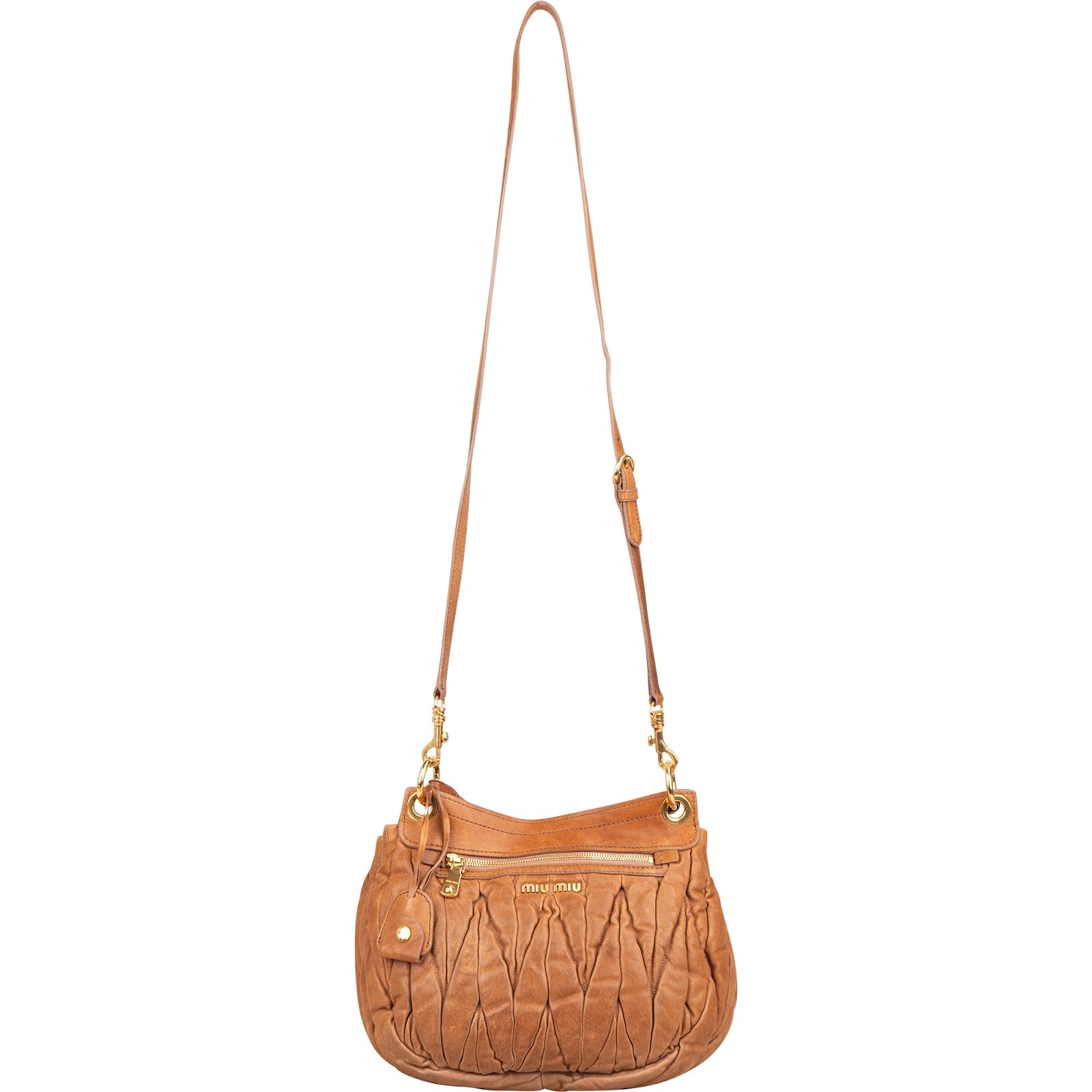 Miu Miu Brown Matelassé Leather Coffer City Handbag