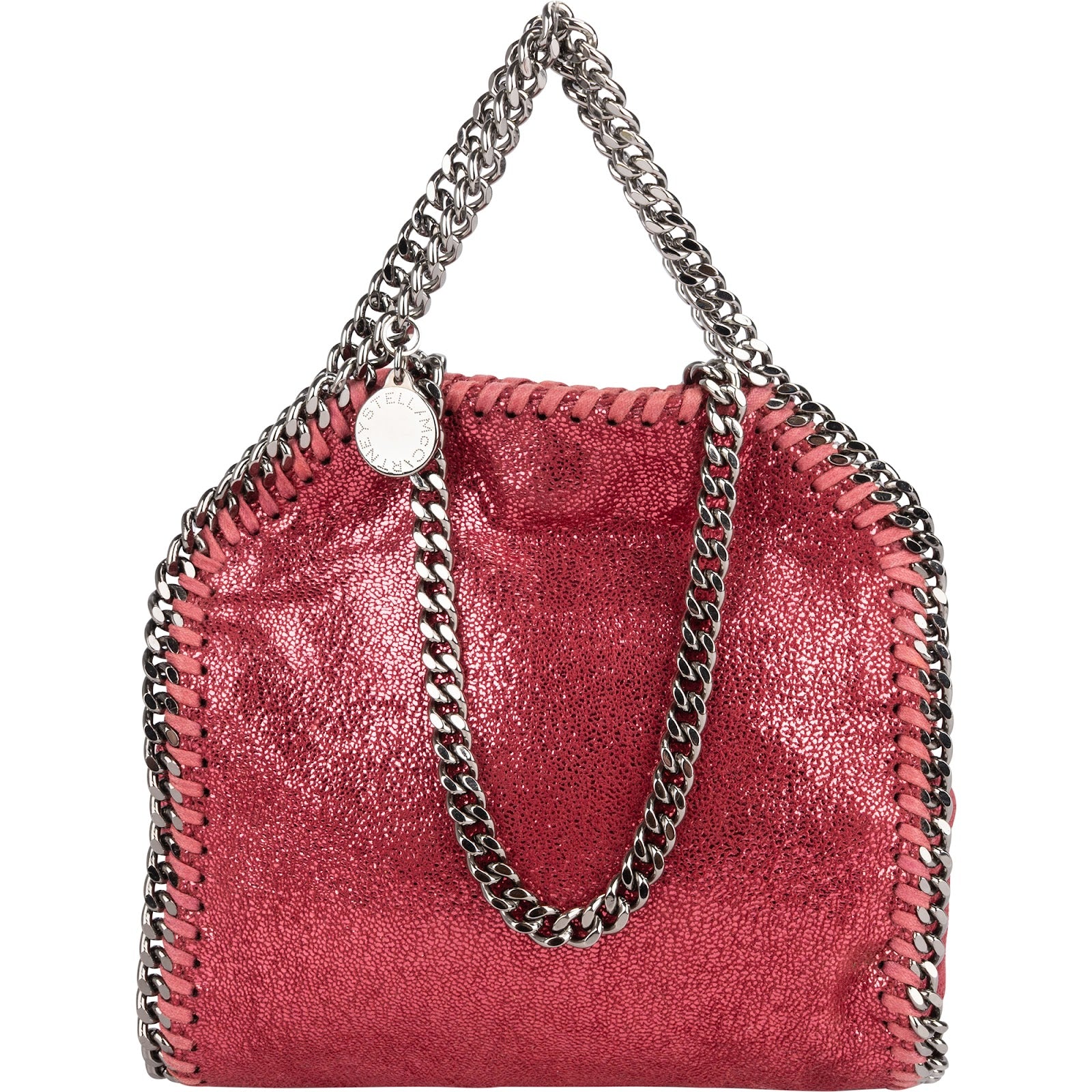 Stella McCartney Metallic Shaggy Mini Falabella Fold Over Tote Crossbody Handbag