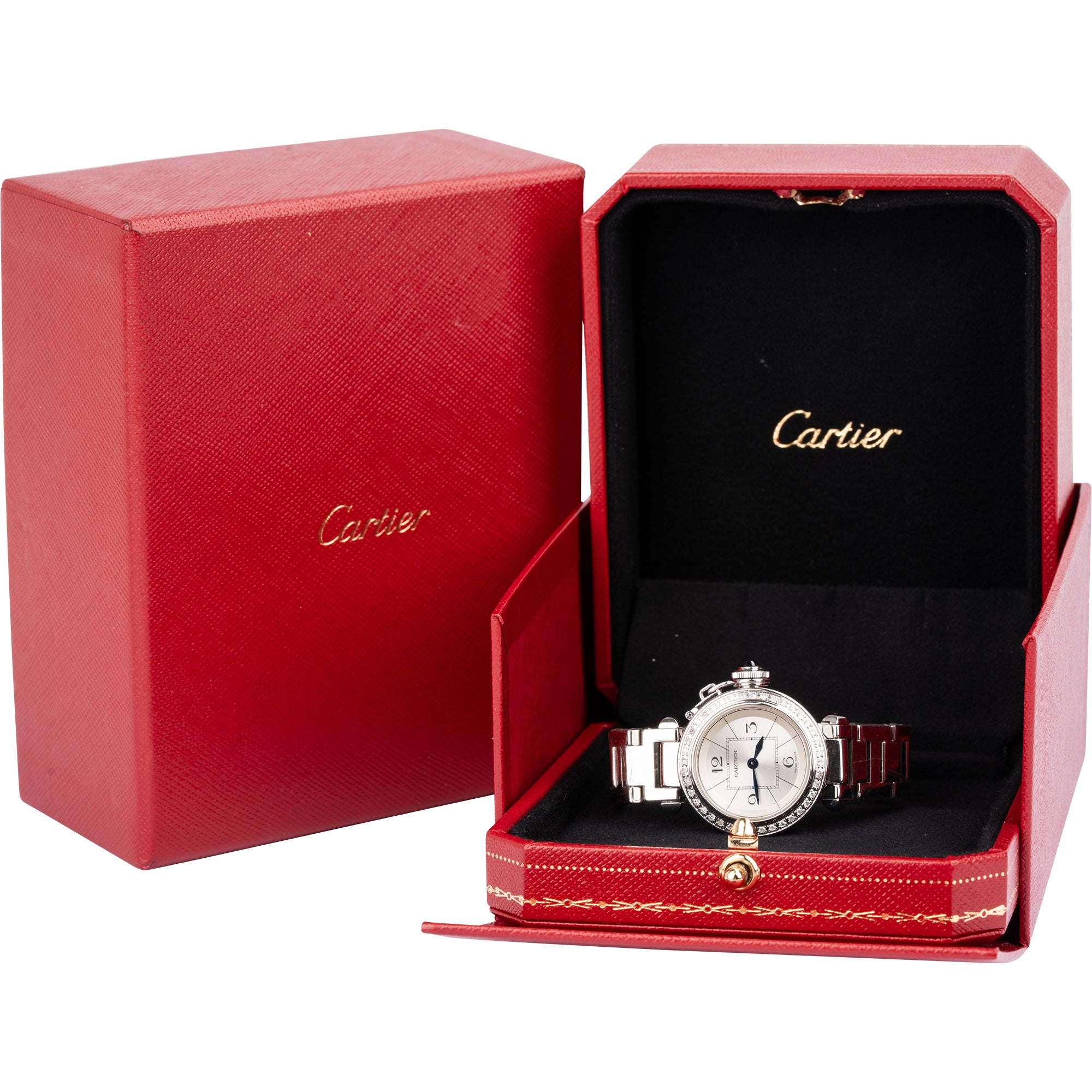 Cartier Silver Tone Miss Pasha Diamond Bezel 2973 Damenuhr