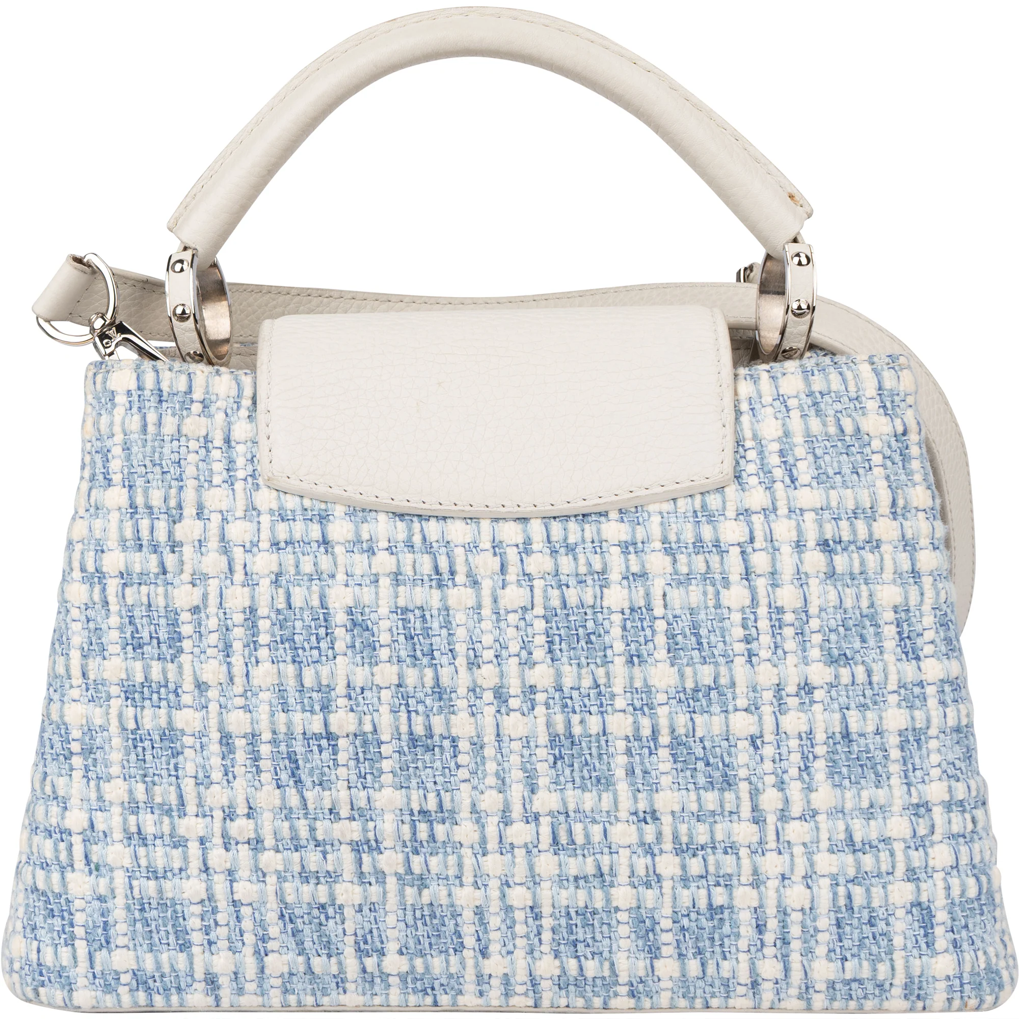 Louis Vuitton Bleu Blanco Tweed Capucines BB Handbag