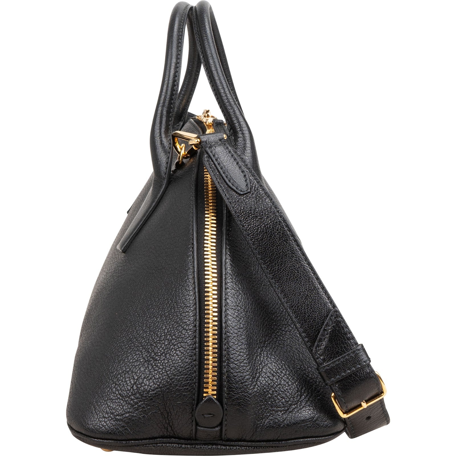 Miu Miu Black Madras Leather Dome Satchel Handbag