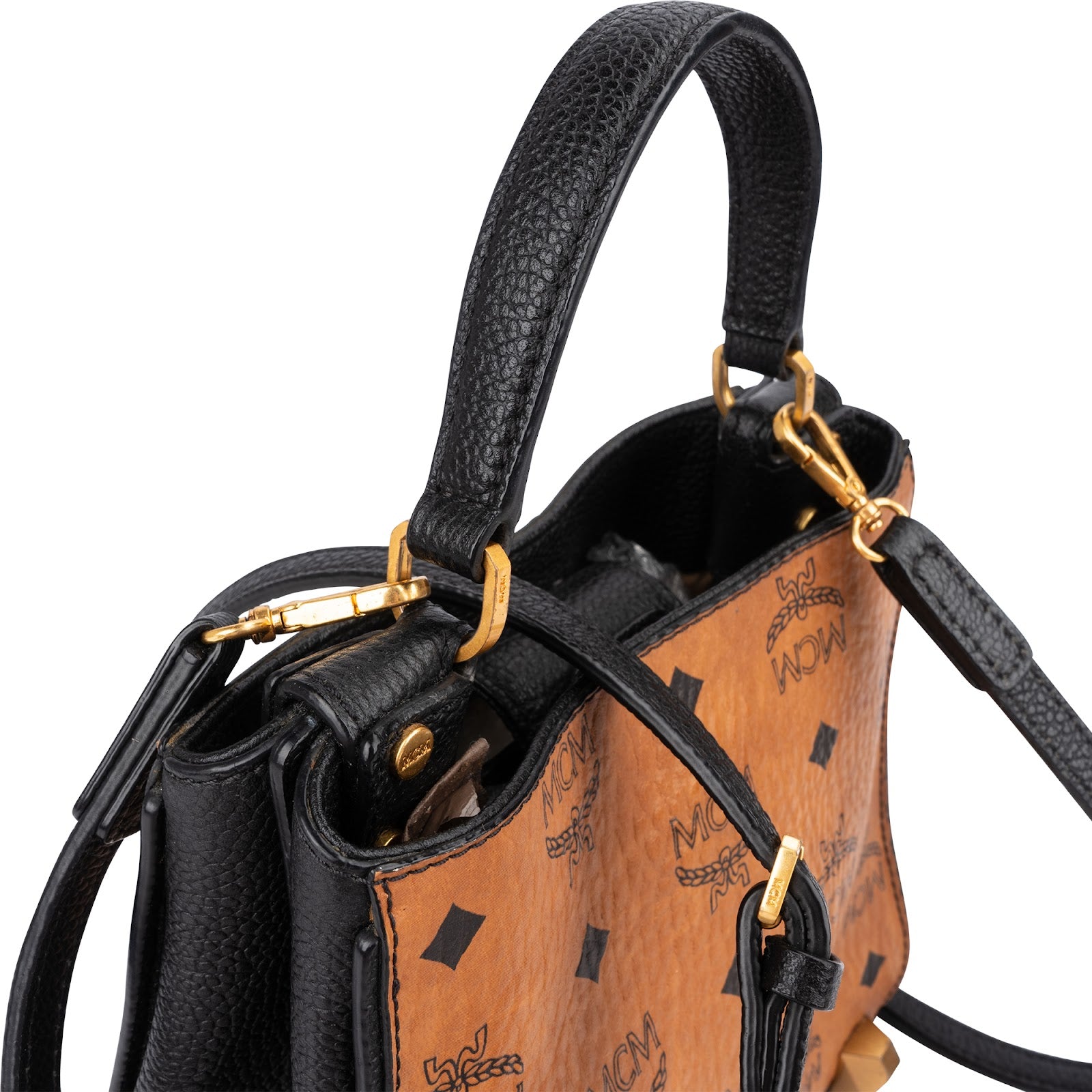 MCM Monogram Visetos Aren Top Handle Mini Handbag