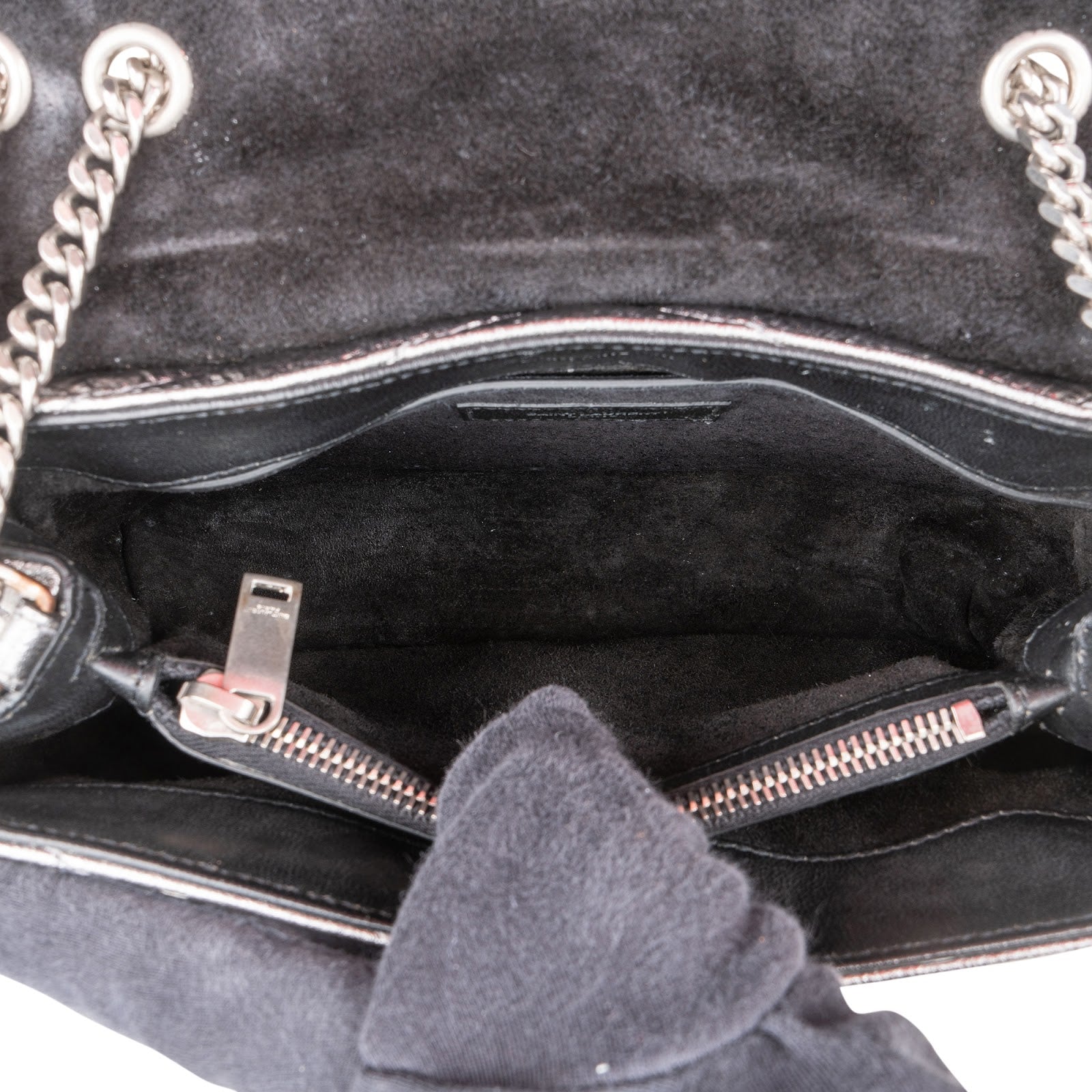 Yves Saint Laurent – Loulou Metallic Crinkled Matelassé Leather Crossbody Bag