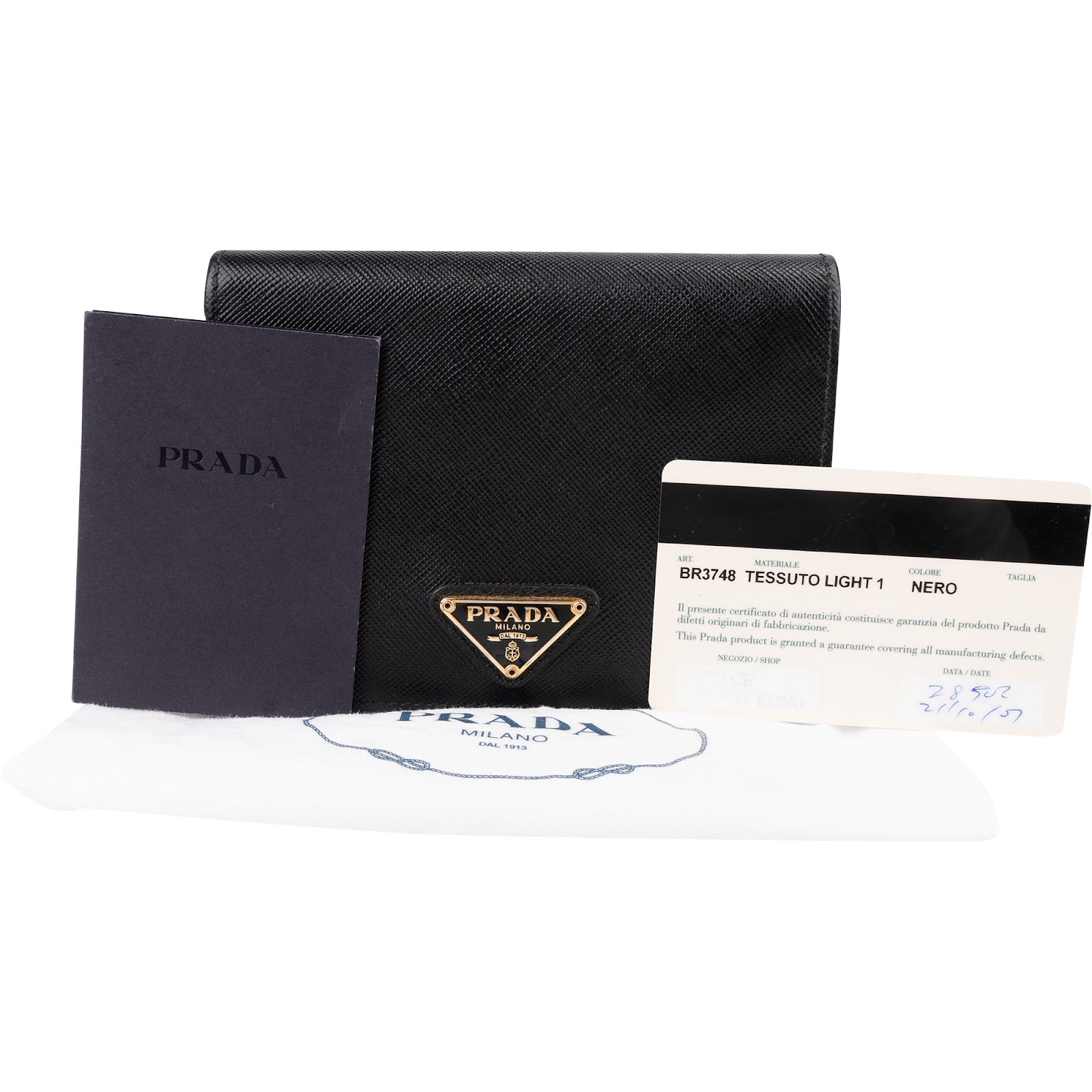 Prada - Saffiano Leather Triangle Trifold Wallet