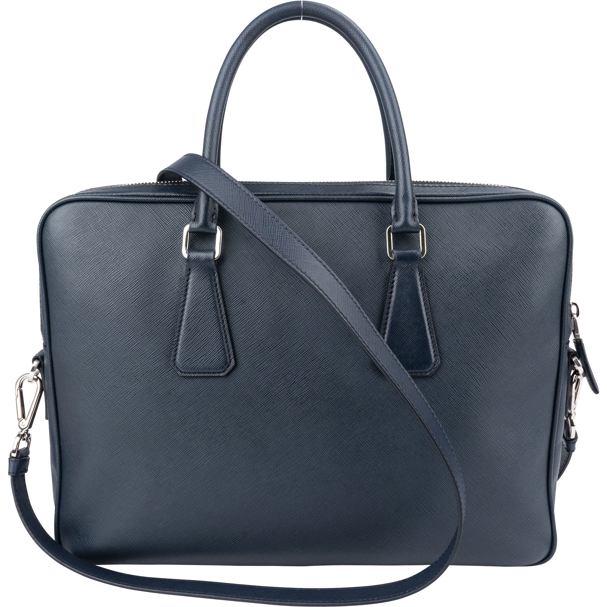 Prada Blue Saffiano Leather Business Tasche