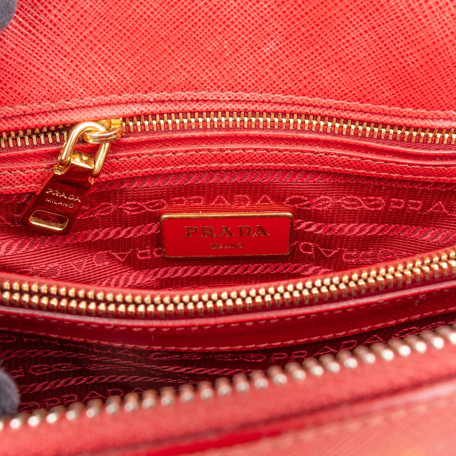 Prada rode Saffiano-leren Promenade-handtas