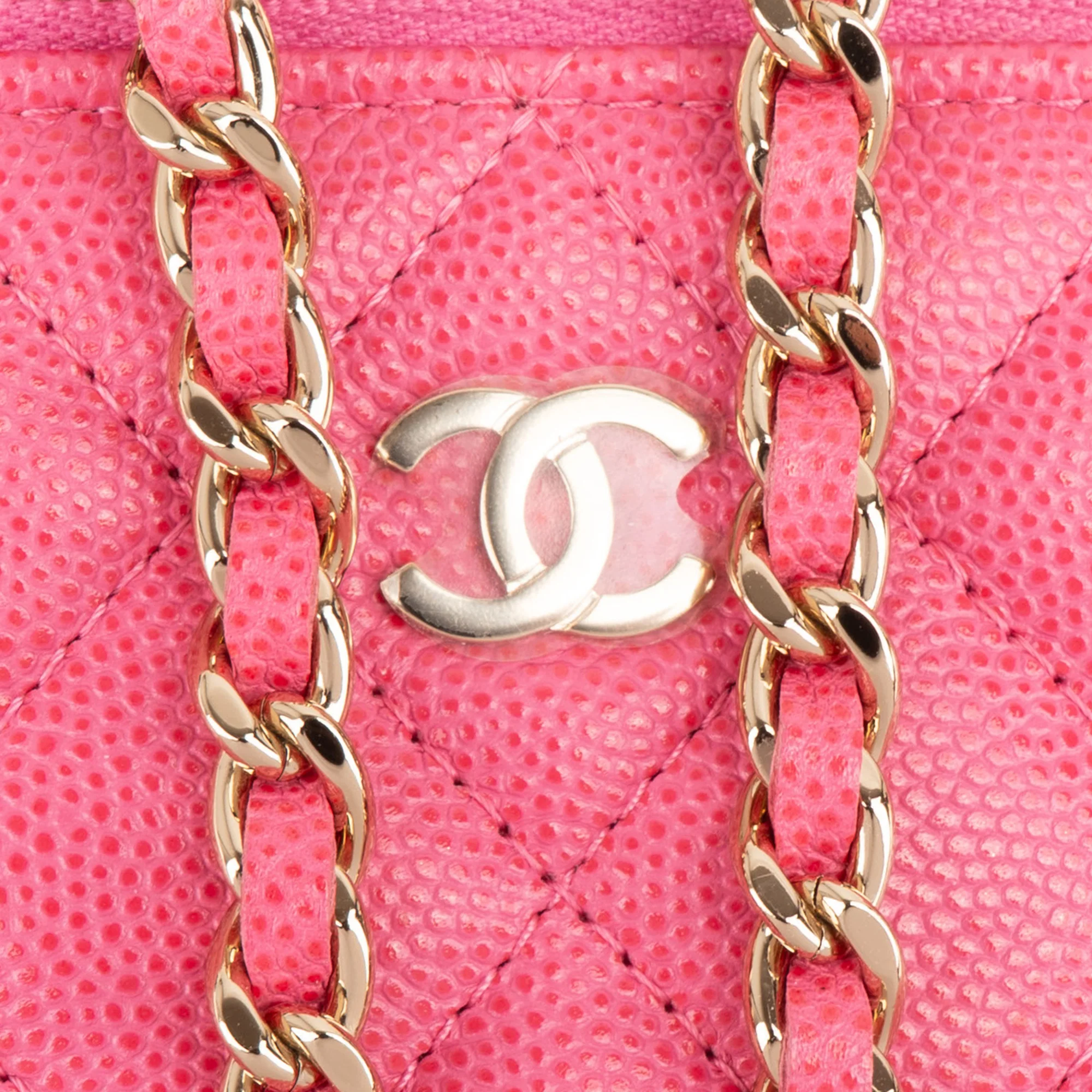Chanel Pink Caviar Leather Mini Vanity Crossbody Bag