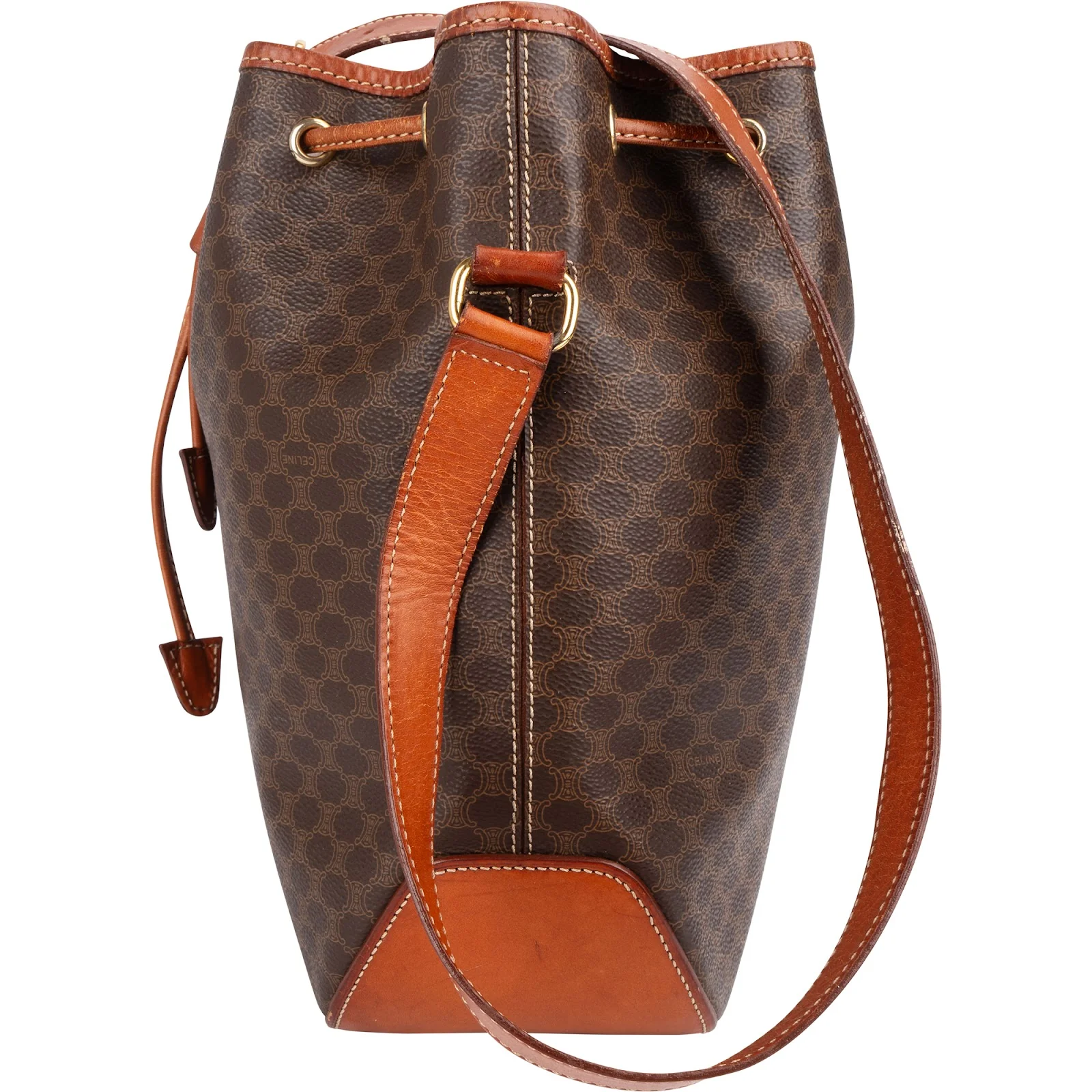 Celine Macadam Monogram Drawstring Bucket Crossbody Bag