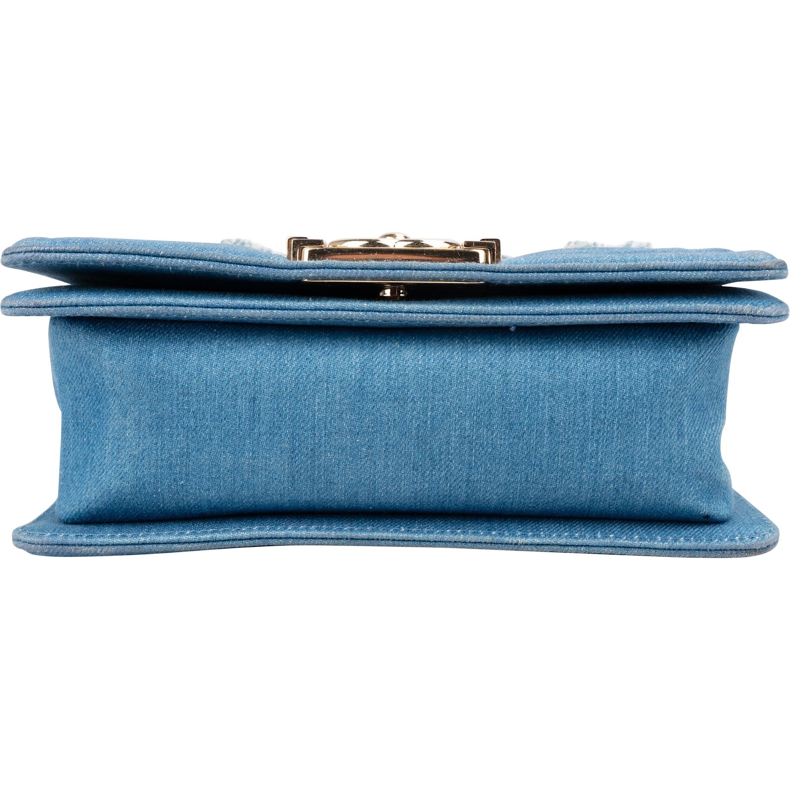 Chanel Denim Frayed Chevron Pleated Small Boy Crossbody Bag
