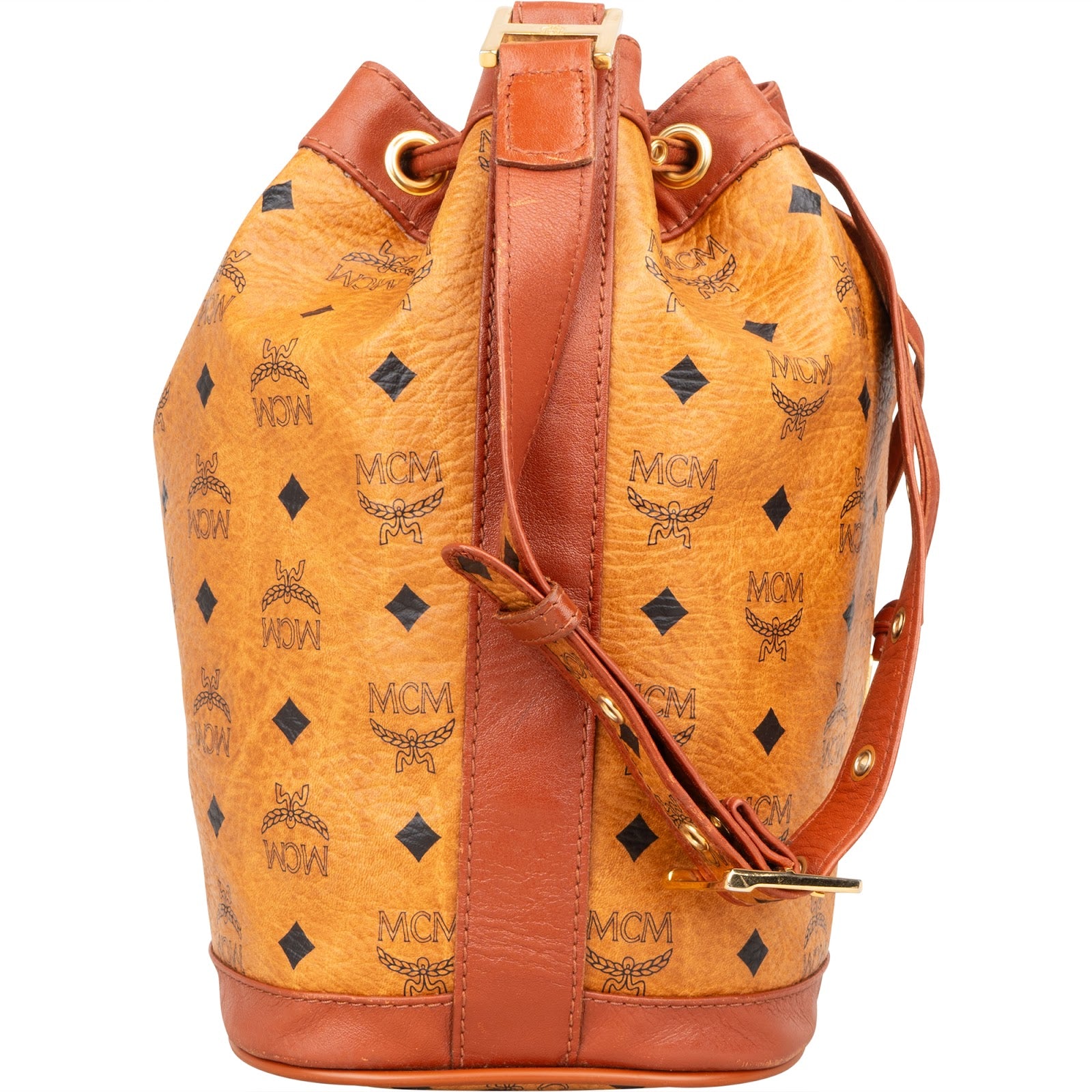 Sac à bandoulière type « bucket » MCM à cordon de serrage, motif Monogram Visetos
