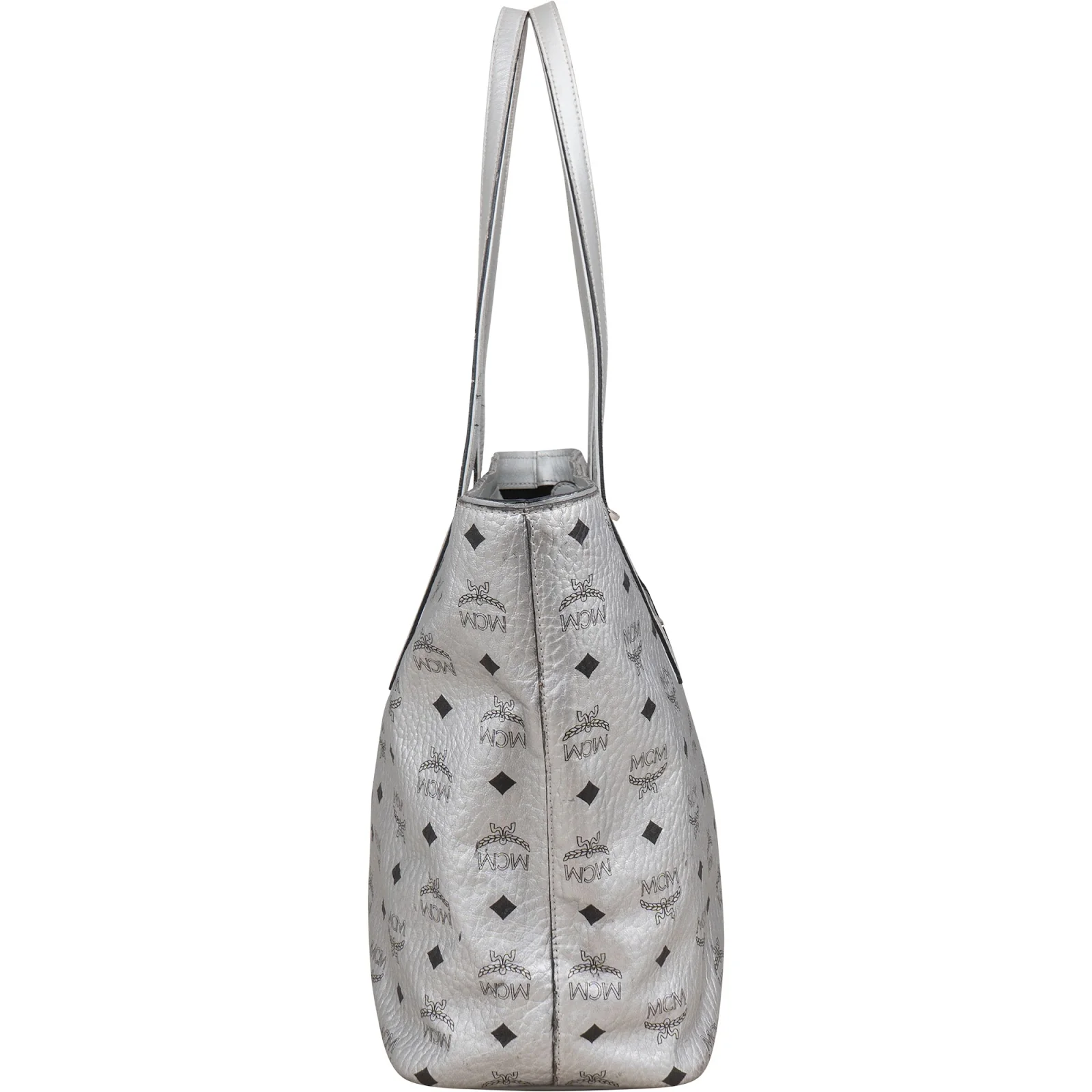 MCM Monogram Visetos Metallic Liz Shopper Tote Shoulder Bag