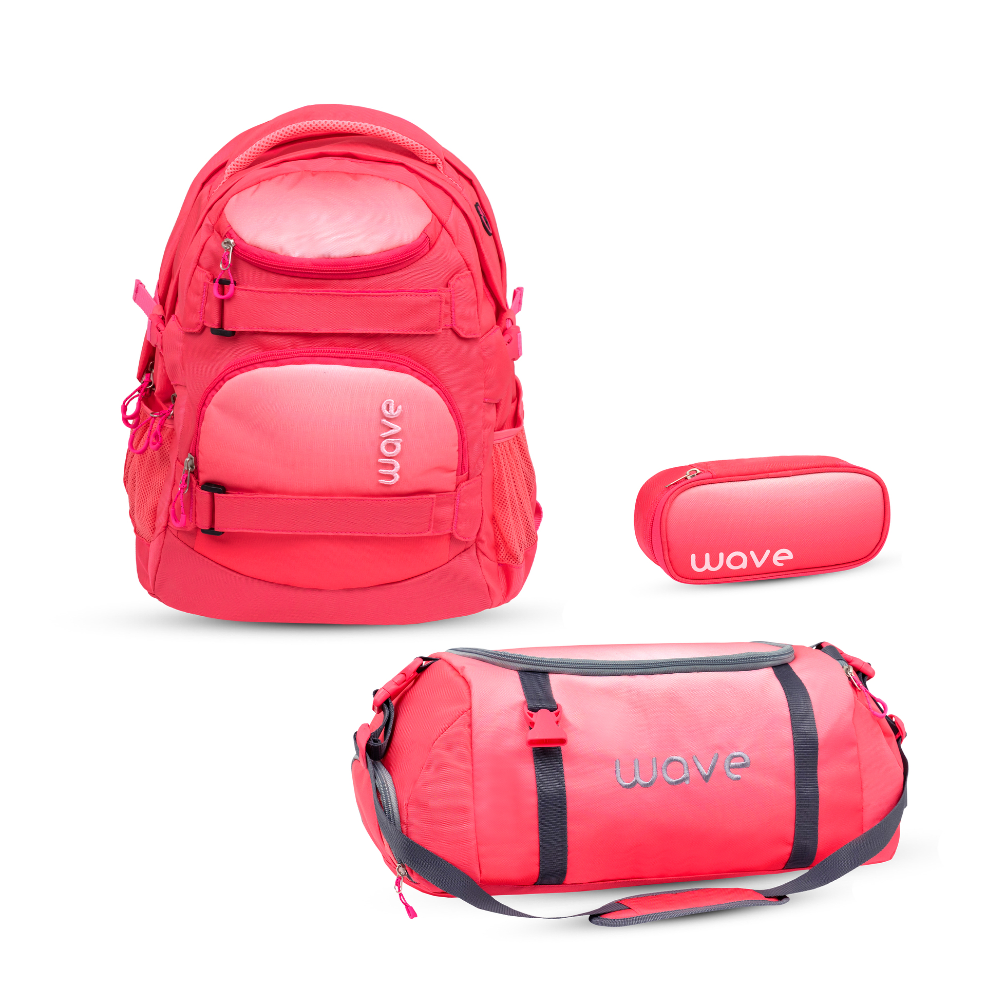 Wave Infinity Schulrucksack Set 3 tlg. - Ombre Coral Paradise