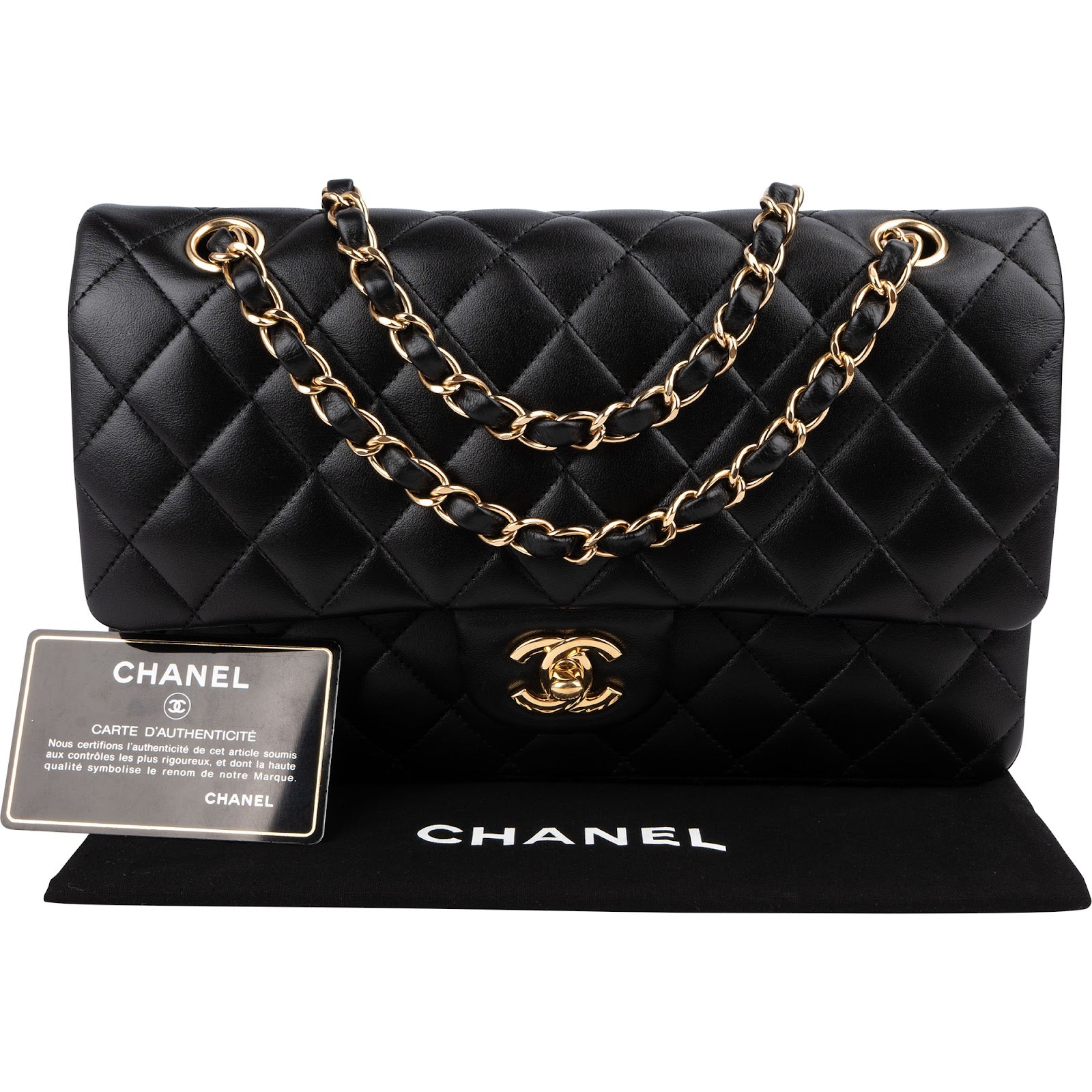 Chanel Quilted Lambskin Medium Double Flap Shoulder Bag