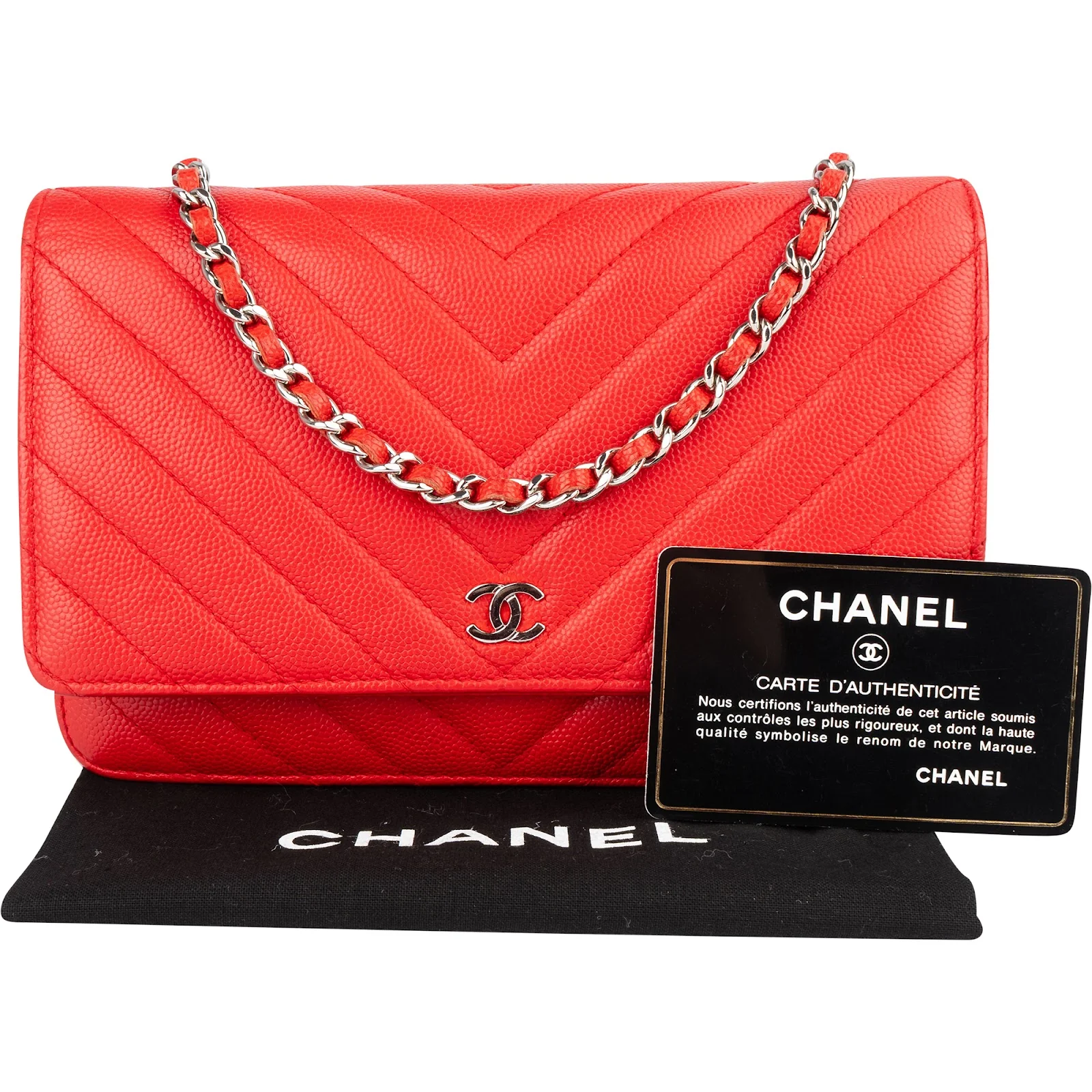Chanel Chevron Caviar Leather Wallet On Chain Crossbody Bag