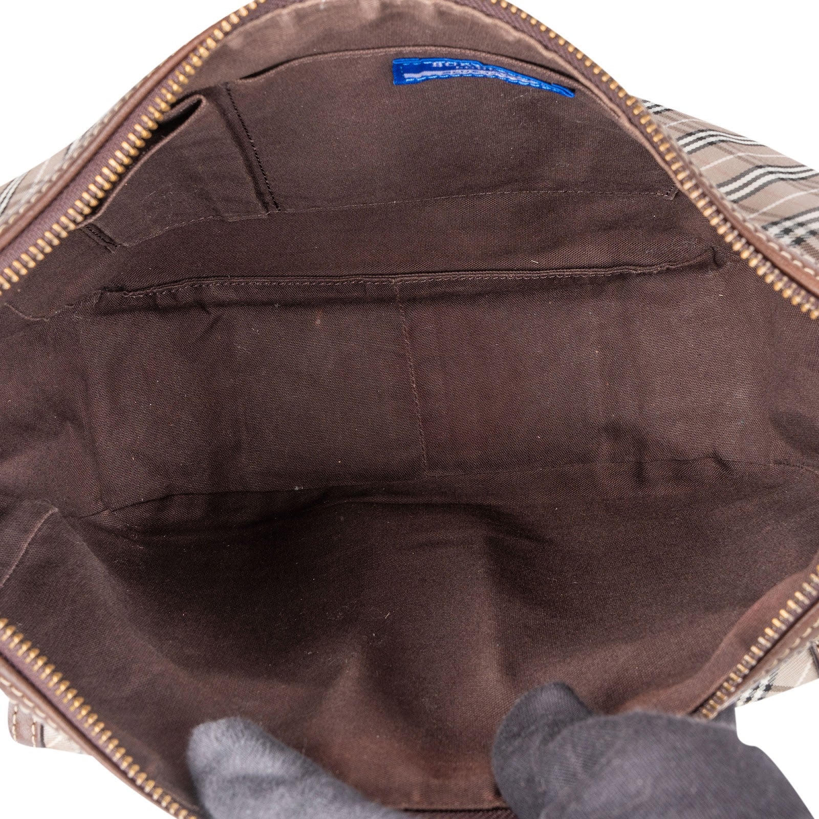 Burberry Nova-Check Monogram Canvas Pocket Hobo Shoulder Bag