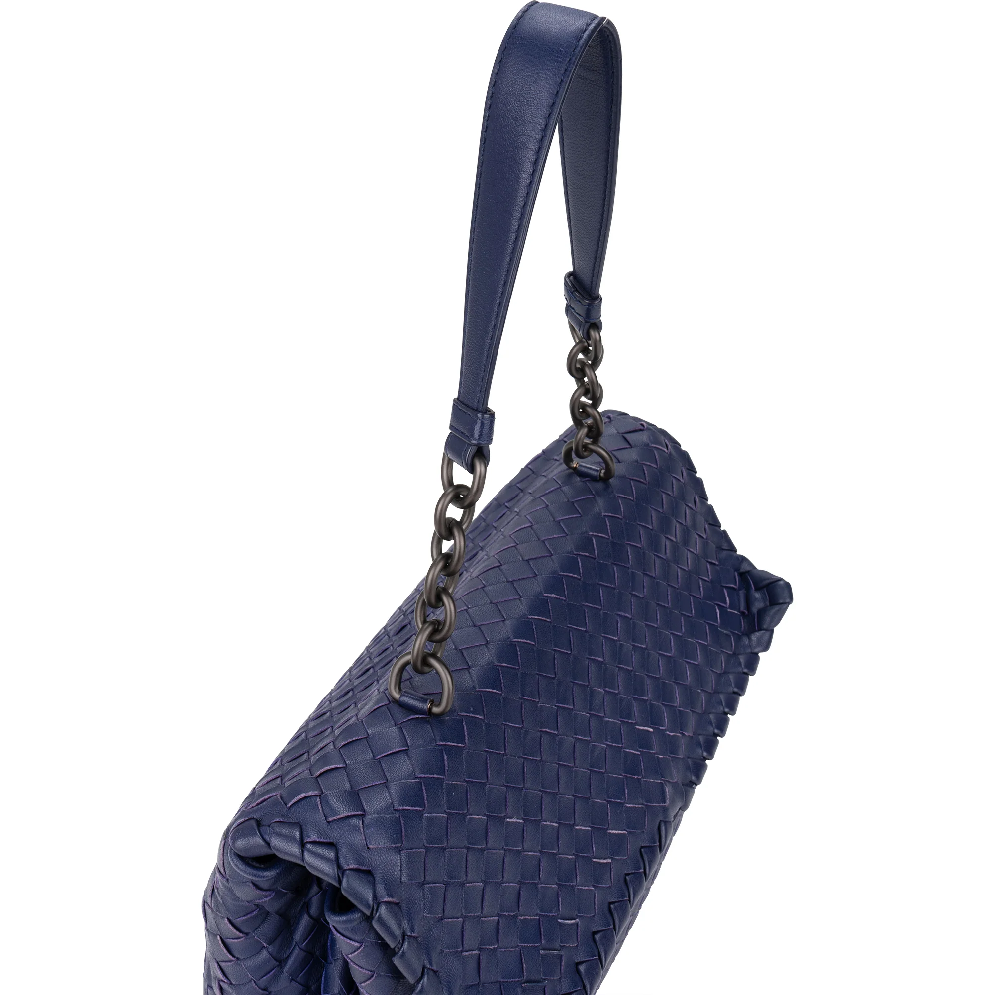 Bottega Veneta Blue Purple Intrecciato Leather Shoulder Bag