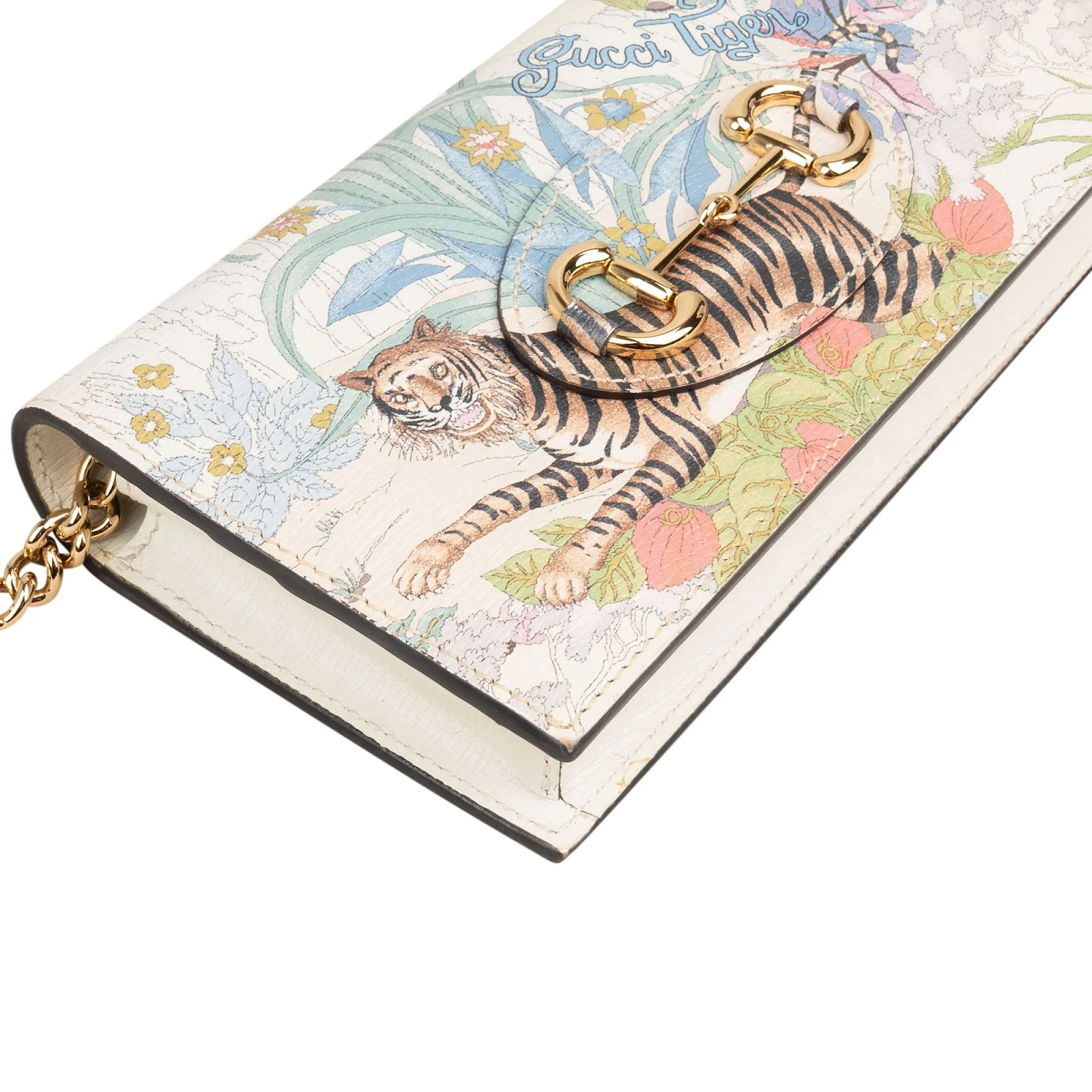 Gucci Tiger Print Horsebit 1955 Chain Wallet on Chain Crossbody Bag