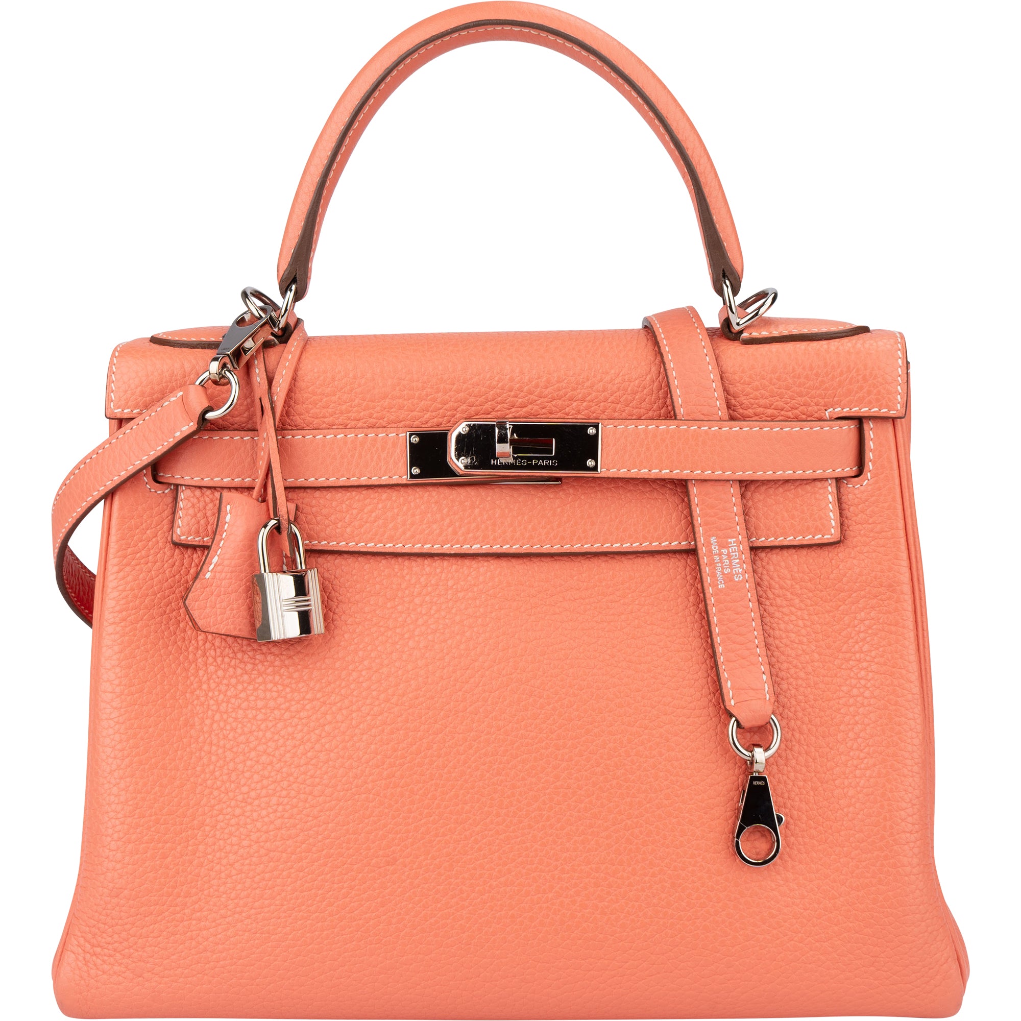 Hermès Taurillon Clemence Crevette Kelly 28 Retourne Handbag