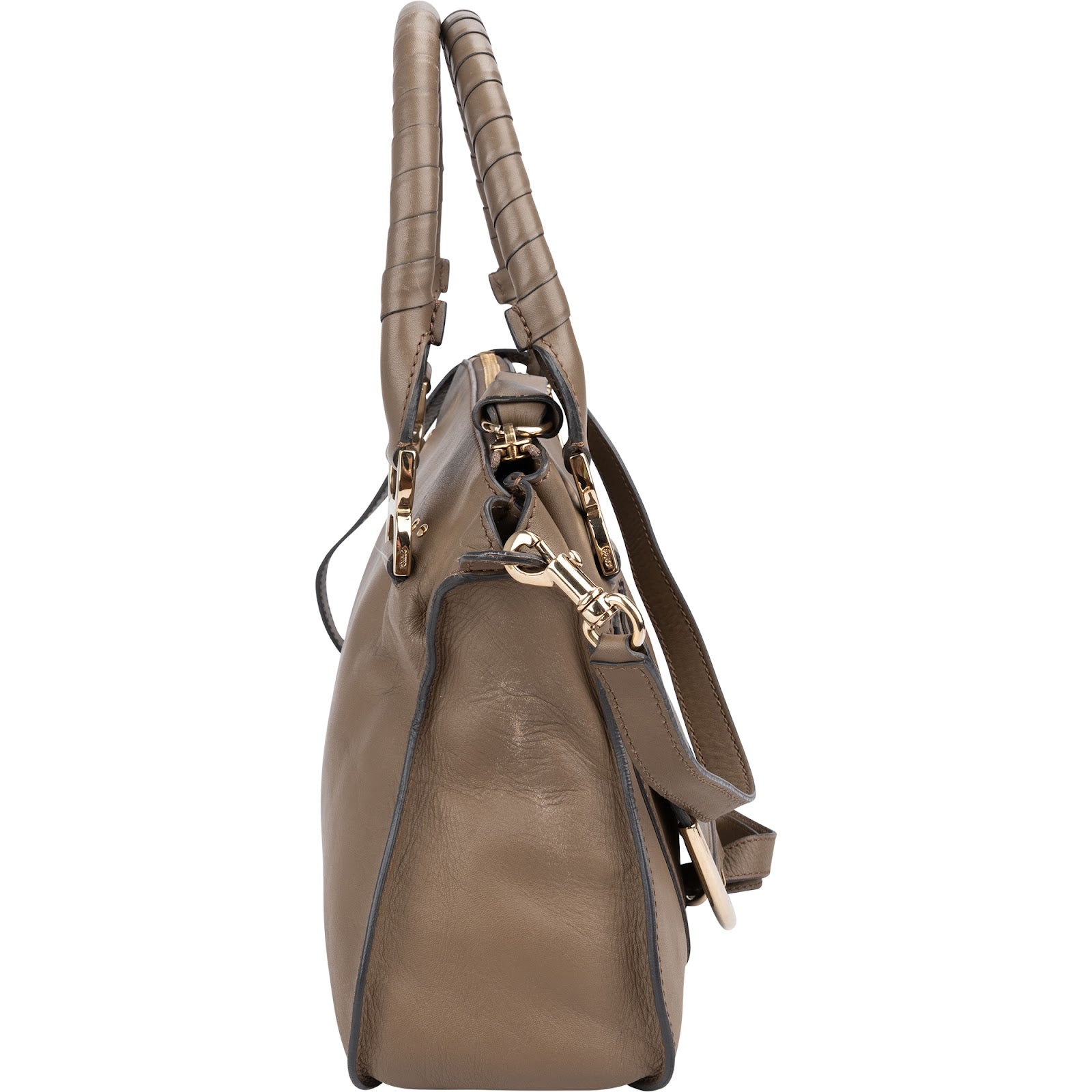 Chloé Taupe Calfskin Marcie Saddle Handbag