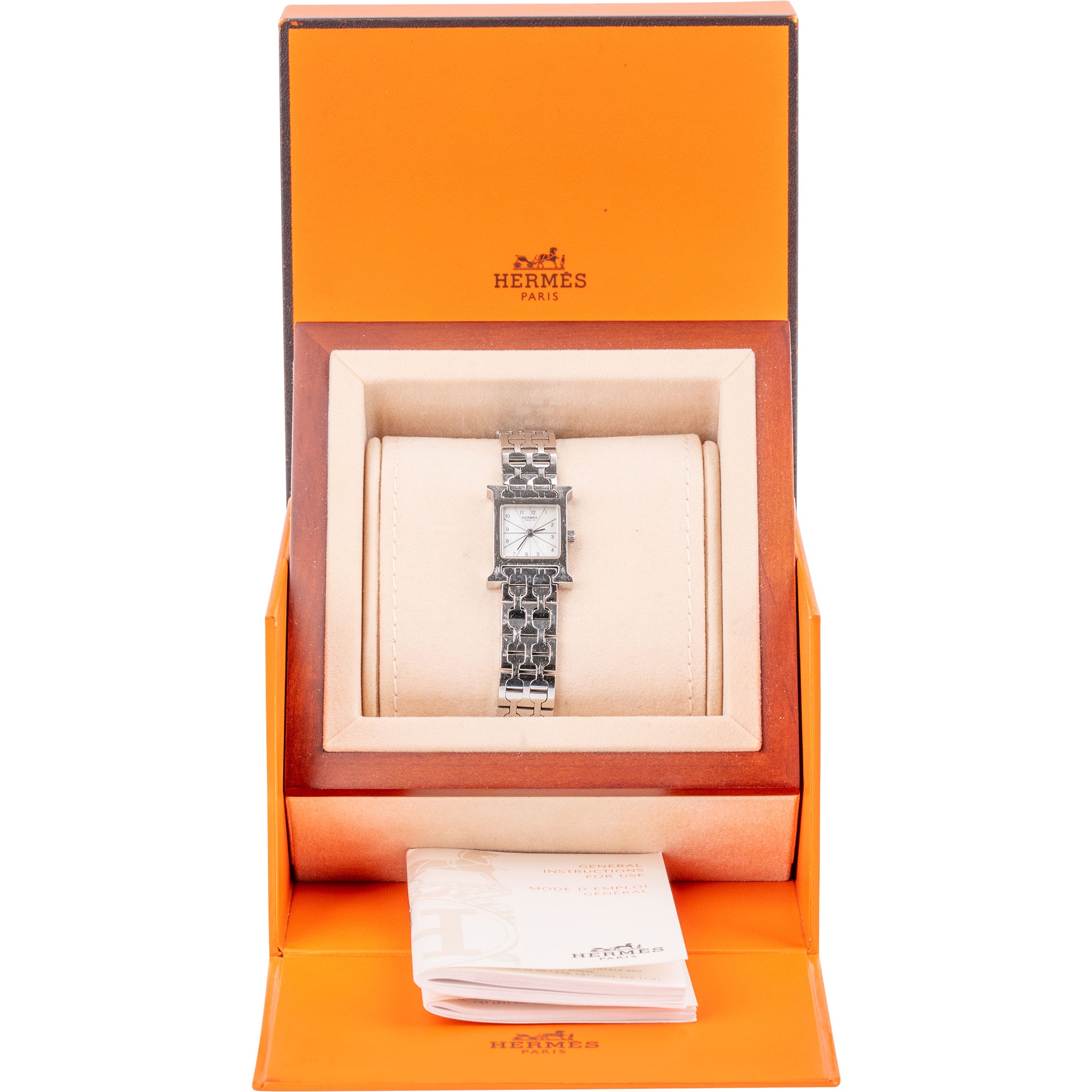 Hermès Silver Tone Heure H Mini HH1.110 Damenuhr