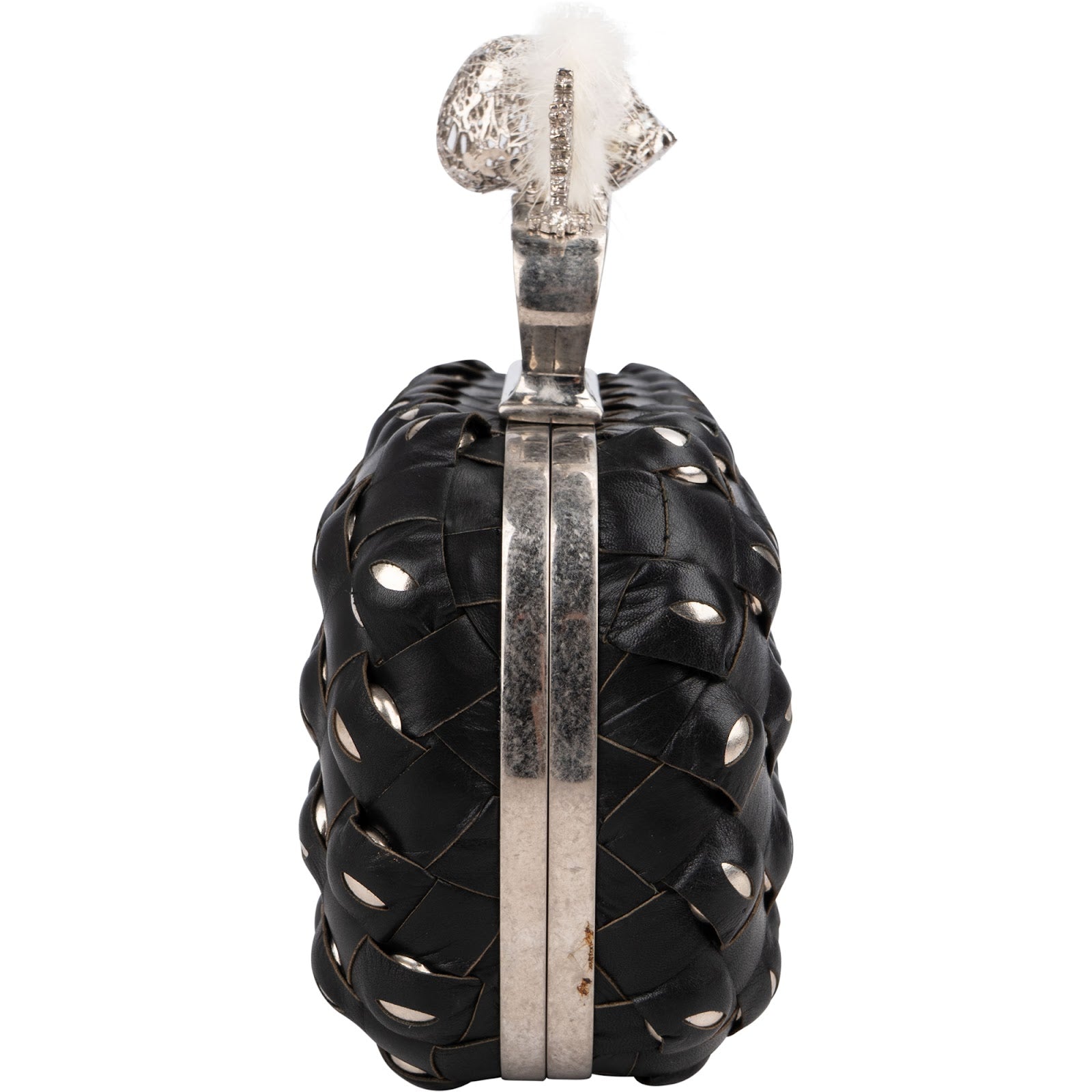 Alexander McQueen Woven Leather Knuckle Duster Small Clutch