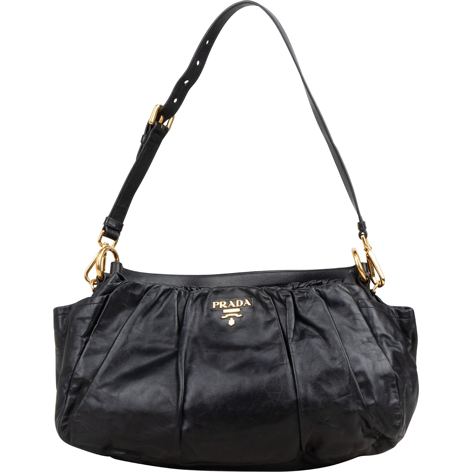 Prada Nappa Leather Gathered Hobo Shoulder Bag