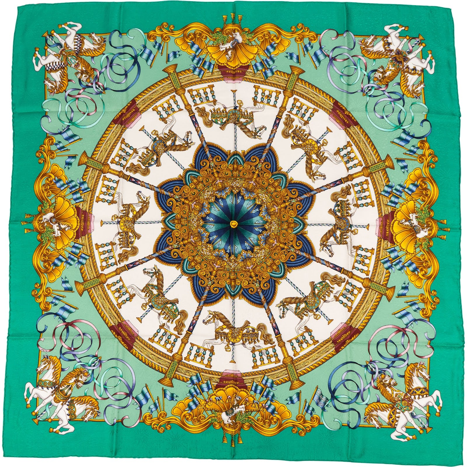 Hermès Carrousel Silk Carre 90 Tuch