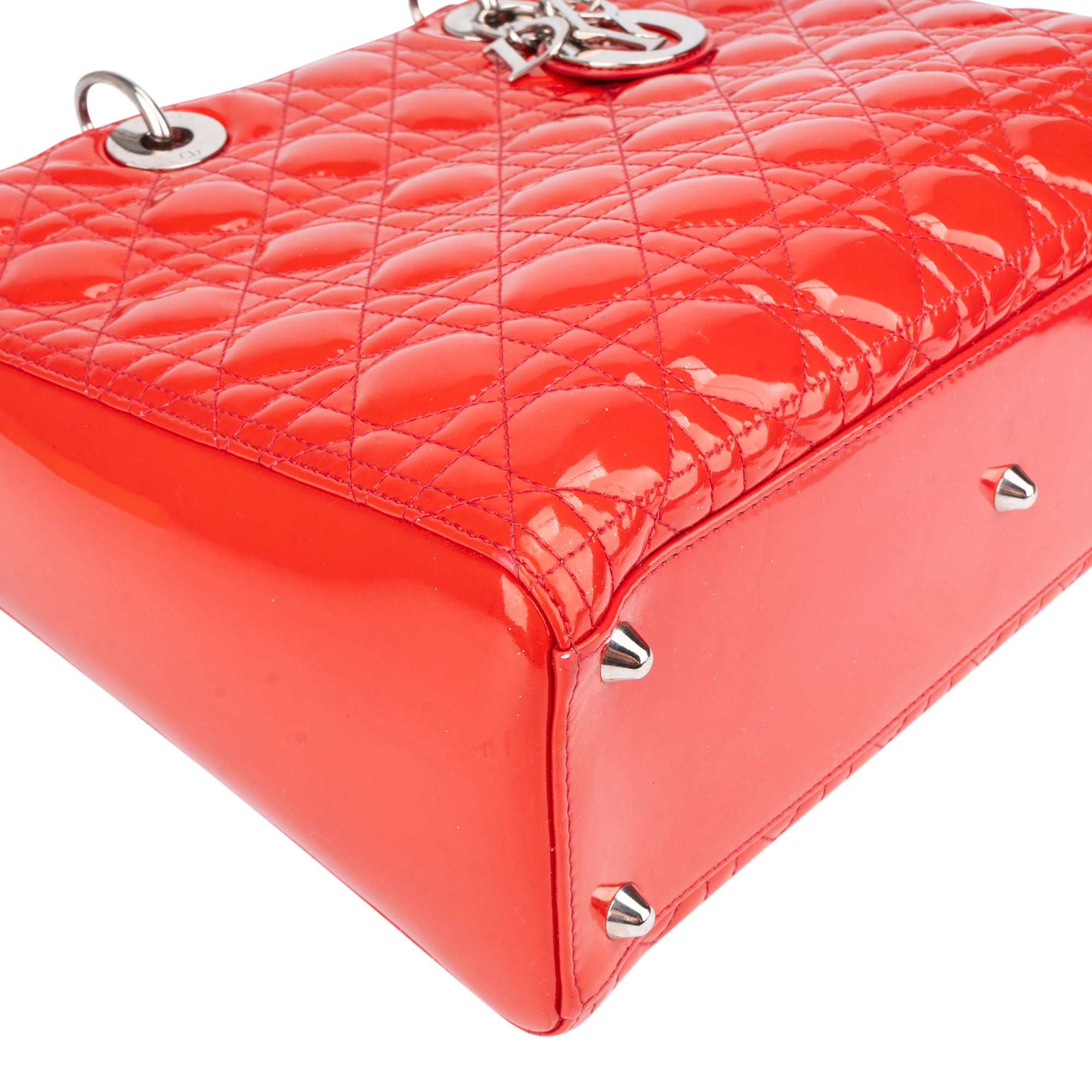 Christian Dior Red Patent Leather Lady Dior Handbag