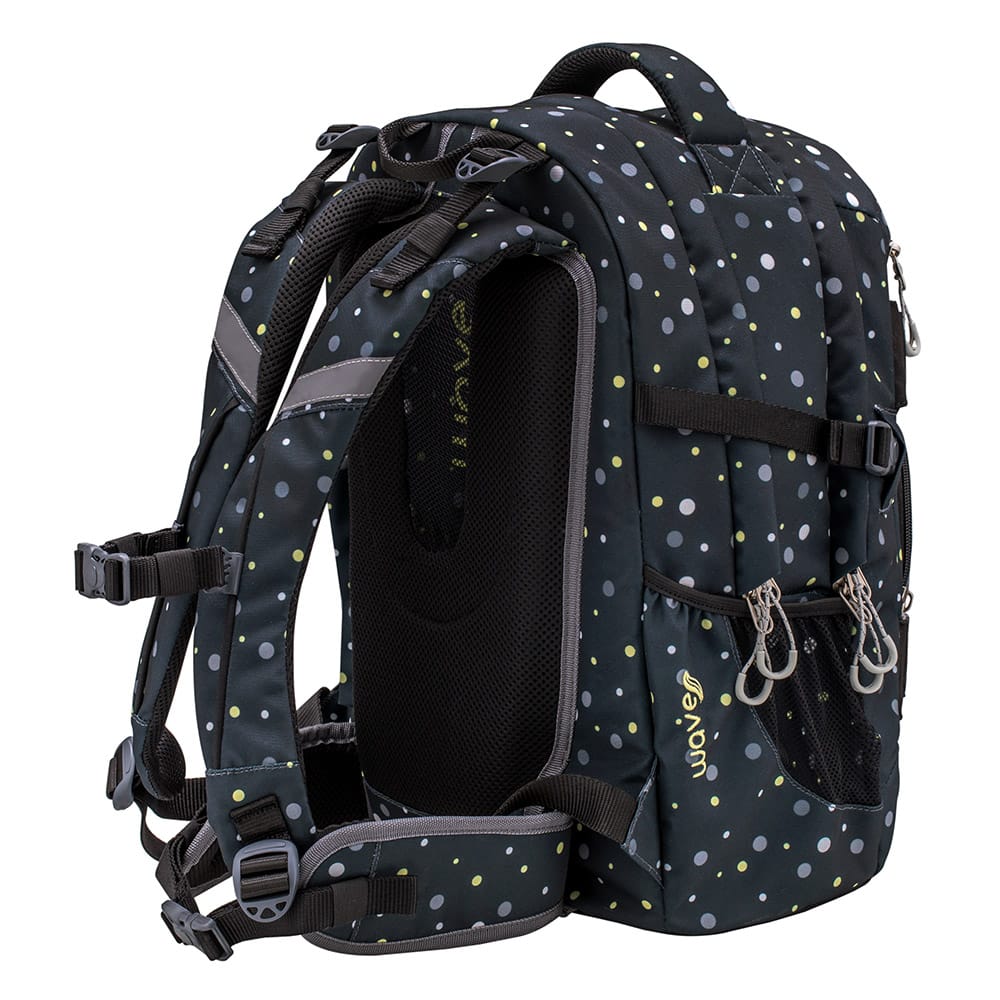 Infinity Backpack - Black and Yellow Dots