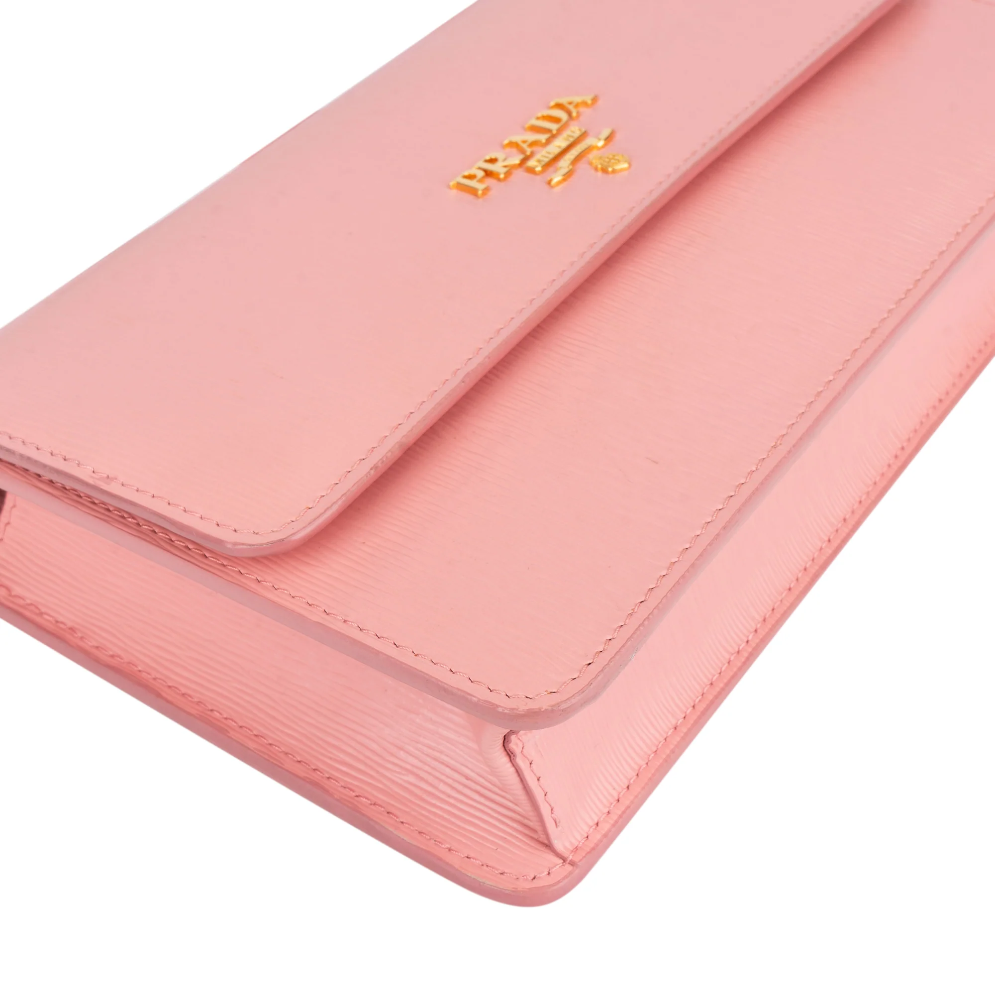Prada Pink Saffiano Leather Move Wallet On Chain Crossbody Bag