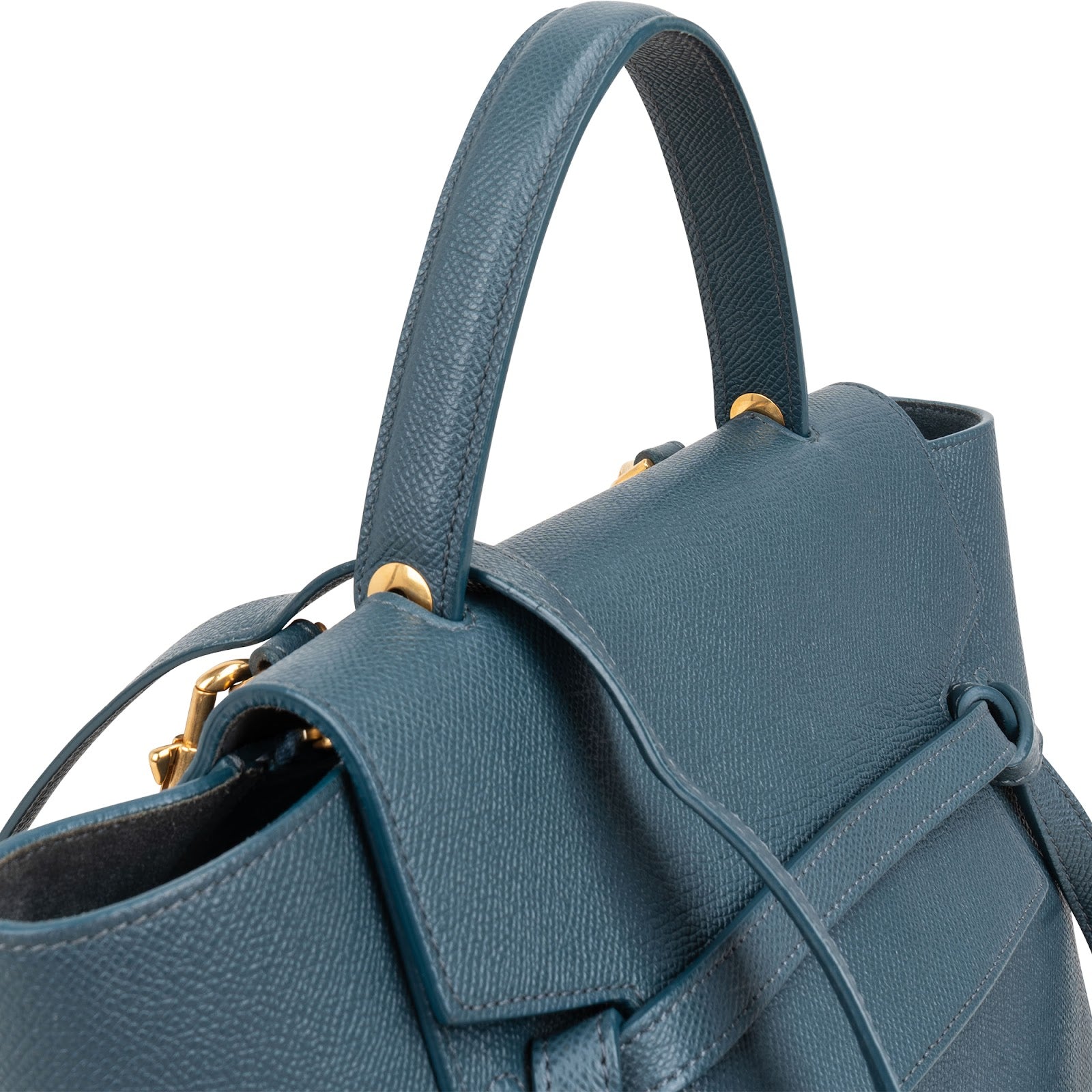 Celine Petrol Leather Grained Calfskin Belt Handbag