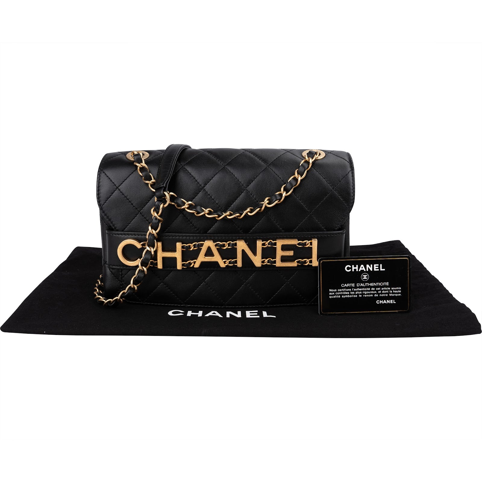 Chanel - Spellout Letters Single Flap Crossbody Bag