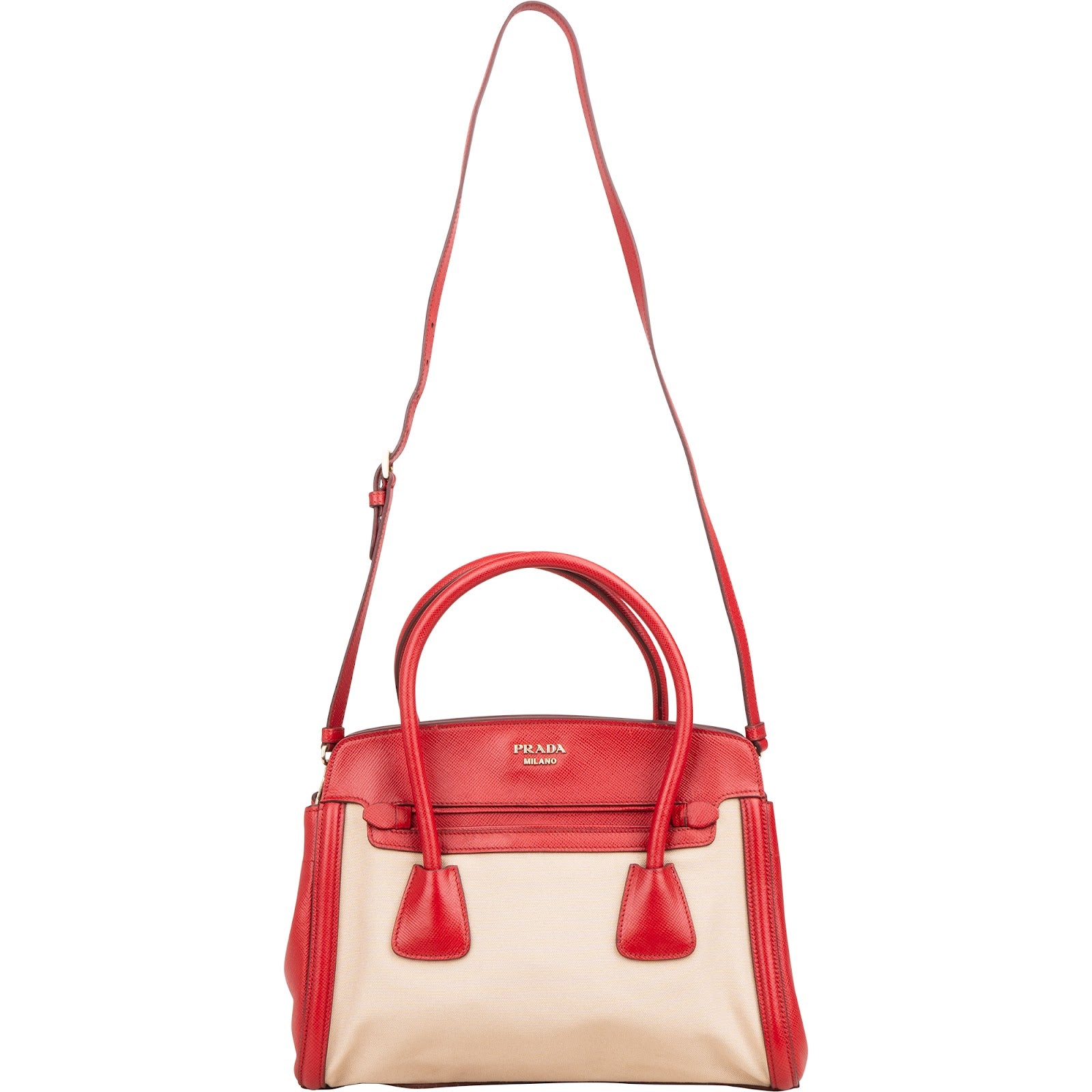 Prada Bicolor Saffiano & Canvas Handbag