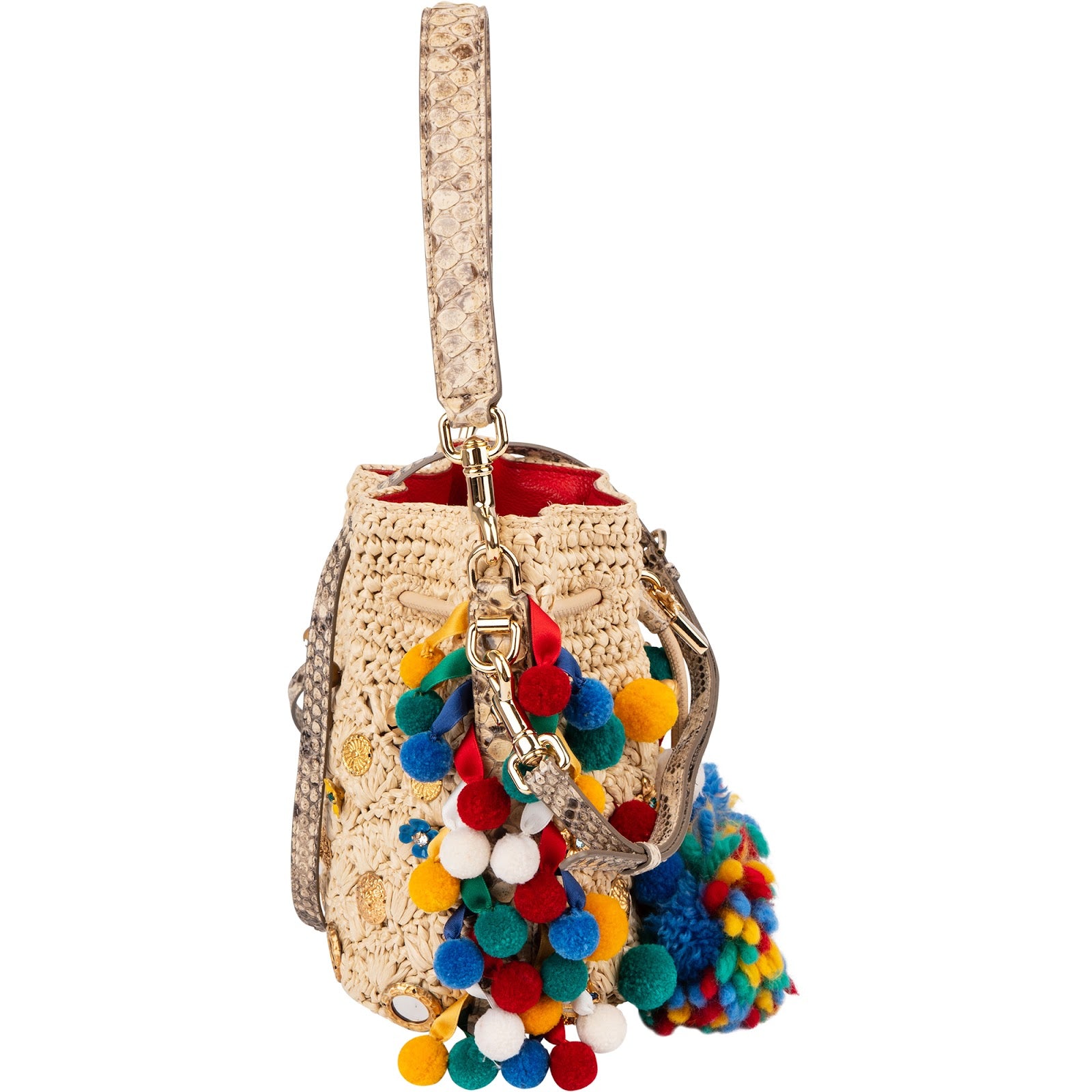 Dolce & Gabbana – Claudia Pom-Pom Embellished Bucket Handbag