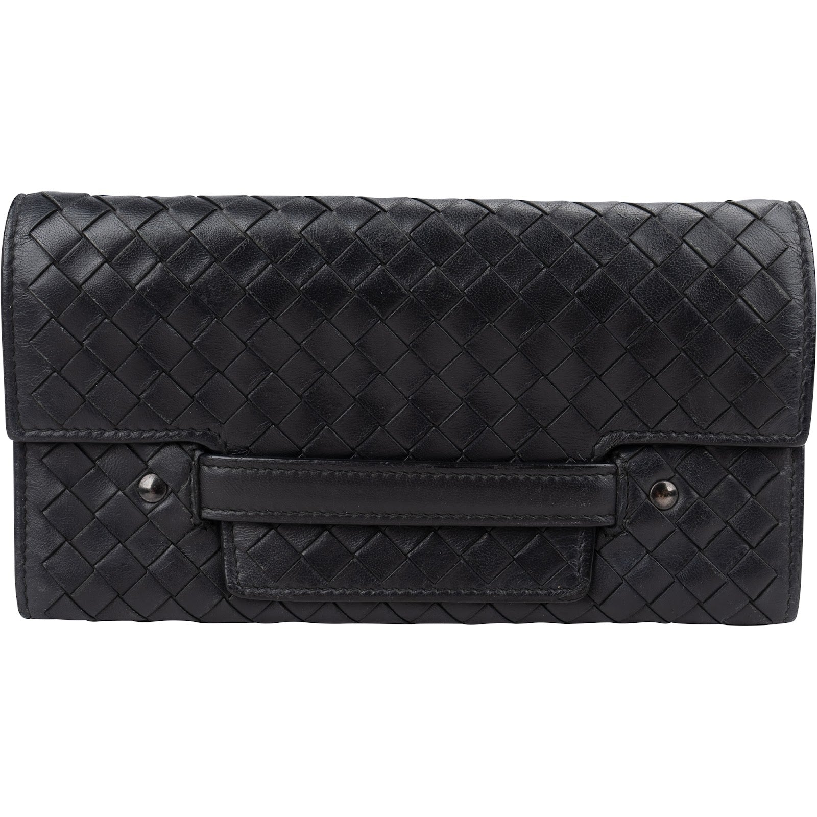 Bottega Veneta Black Intrecciato Leather Continental Wallet