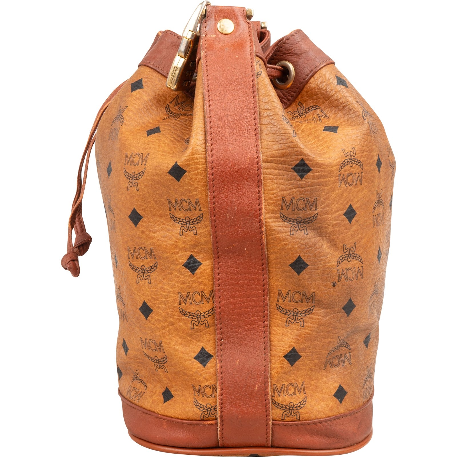 Czapka typu bucket MCM z monogramem Visetos i sznurkiem