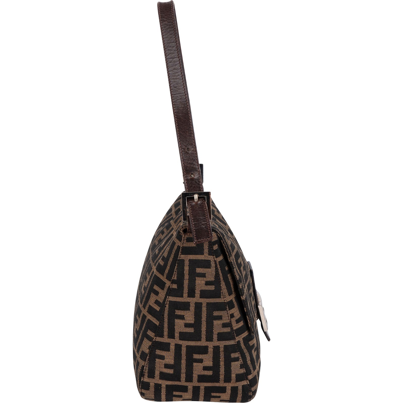 Fendi Monogram Zucca Canvas Mamma Baguette Shoulder Bag