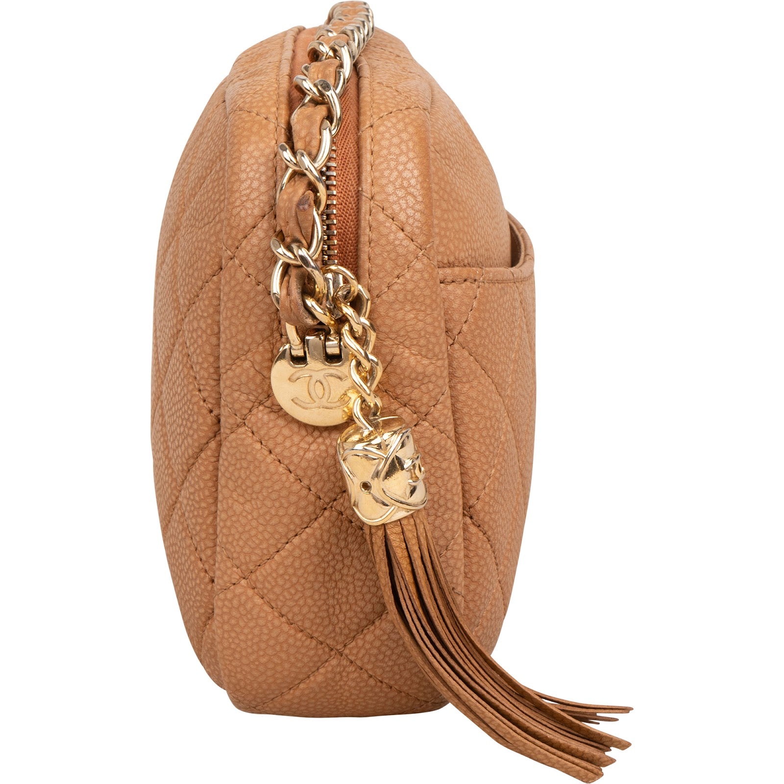 Chanel Quilted Caviar Leather Tassel Camera Crossbody Bag