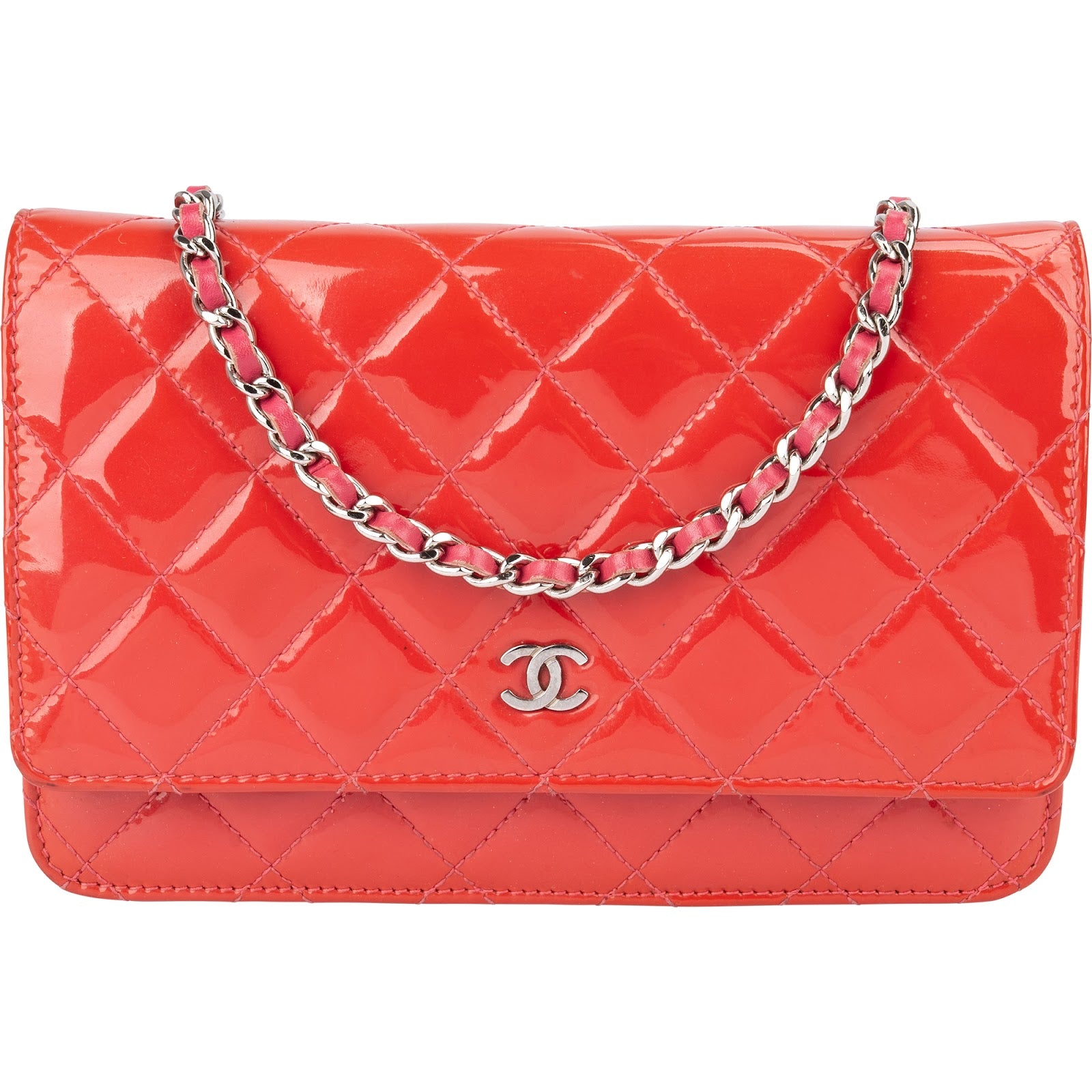 Chanel Quilted Patent Leather Wallet on Chain