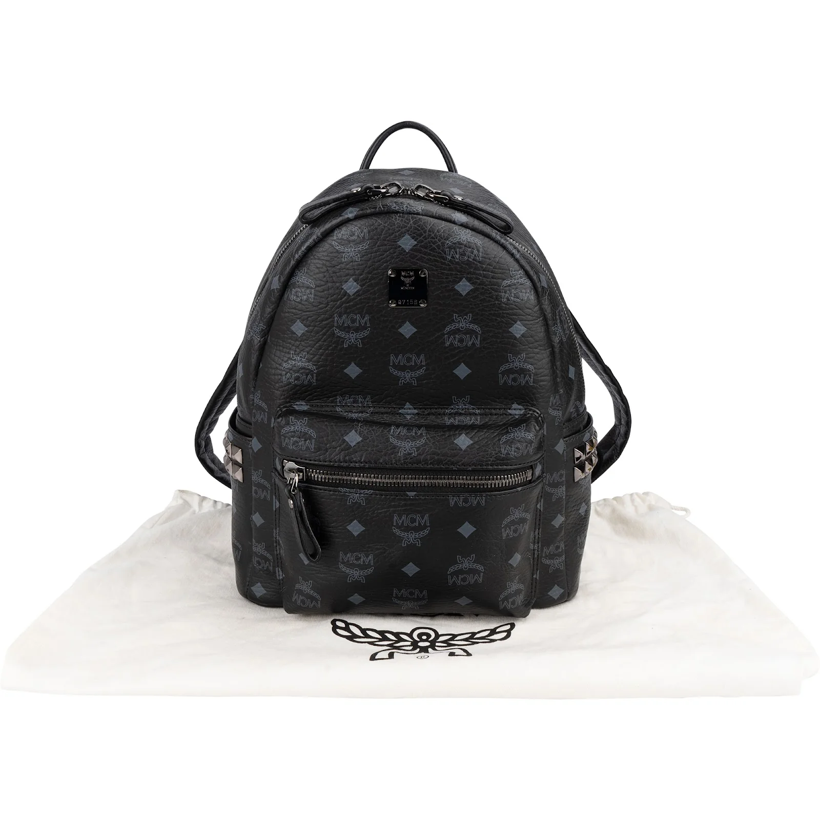 MCM Monogram Visetos Stark Side Studs Small Backpack